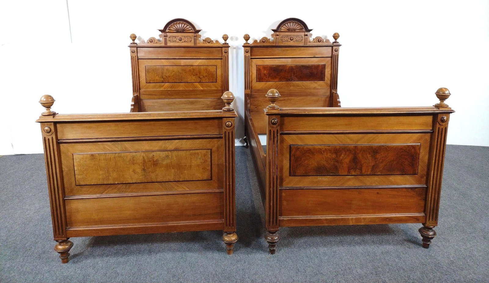 Pair of Antique Carved Wood Beds (1 of 6)