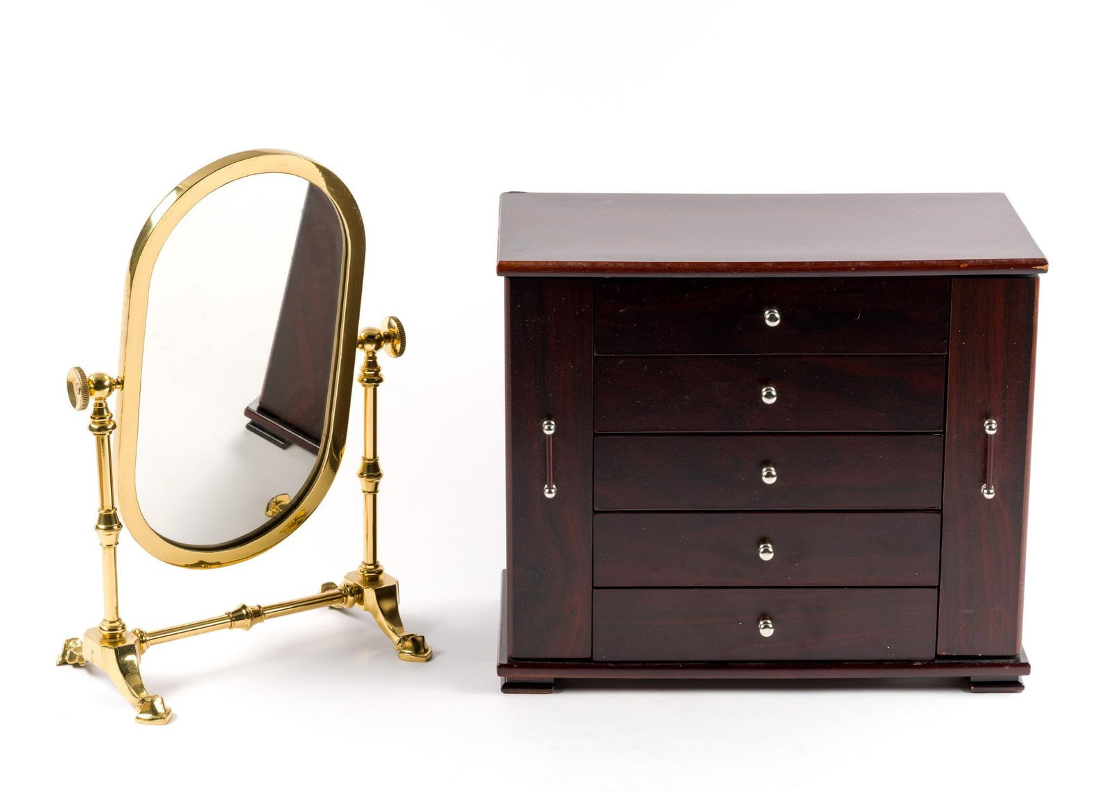 Jewelry Box & Brass Framed Console Mirror (1 of 5)