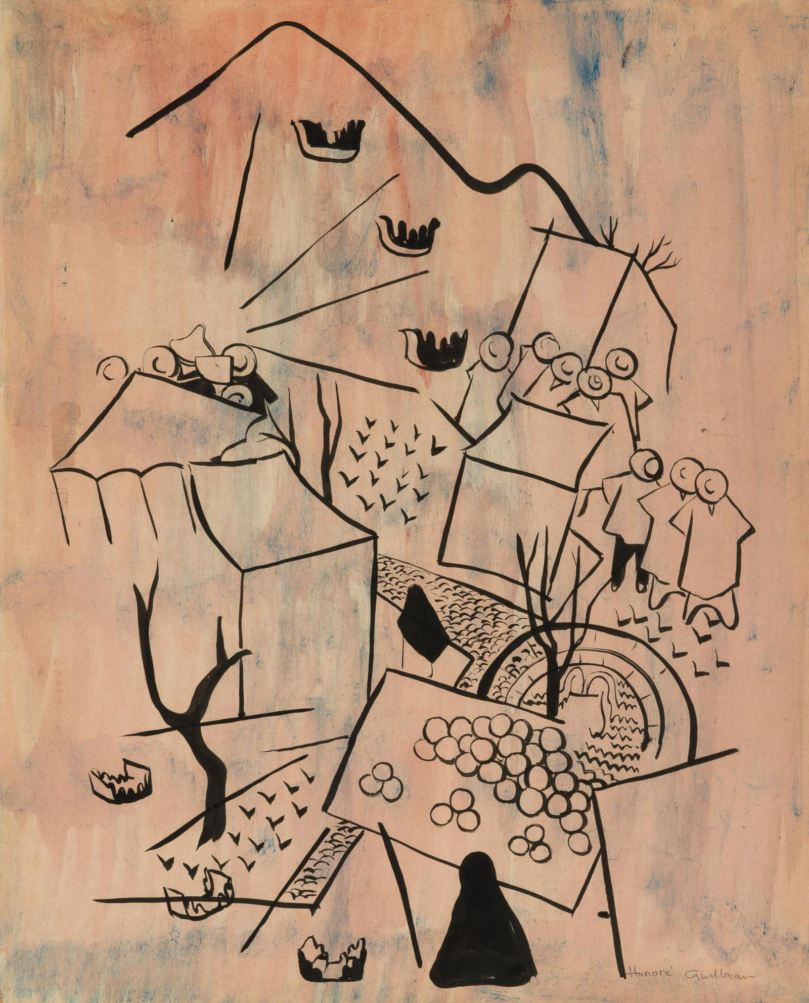 Honore Gilbeau Print: NOT ELIGIBLE FOR IN-HOUSE SHIPPING: See Terms for Shipping Options. 19" long x 16-1/4" wide.