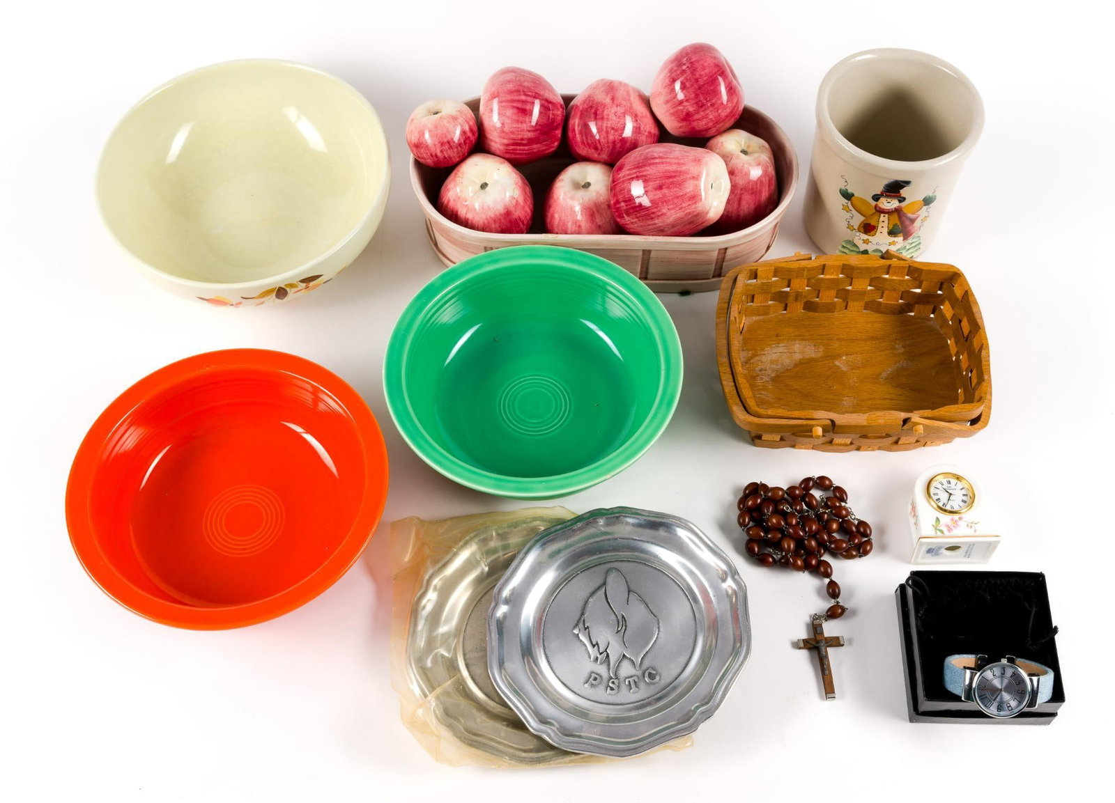 Roseville Crock, Fiesta, and More: Also includes watch, pewter plates and more.