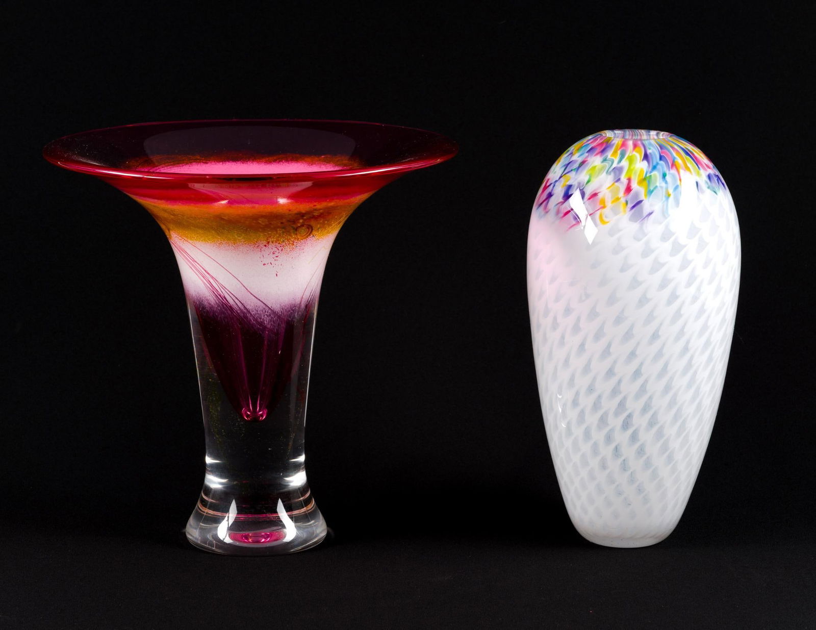 2 Signed Art Glass Vases (1 of 7)