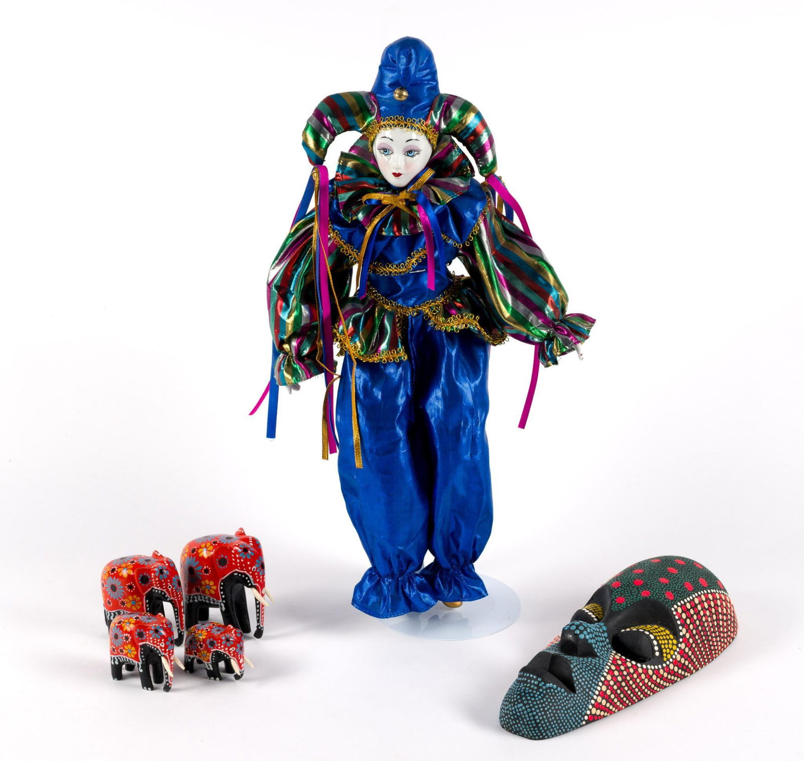 5 Pcs Decorative: Mask marked "Jamaica" on back. 1-1/4" to 7-1/4" wide x 1-1/2" to 17" high.