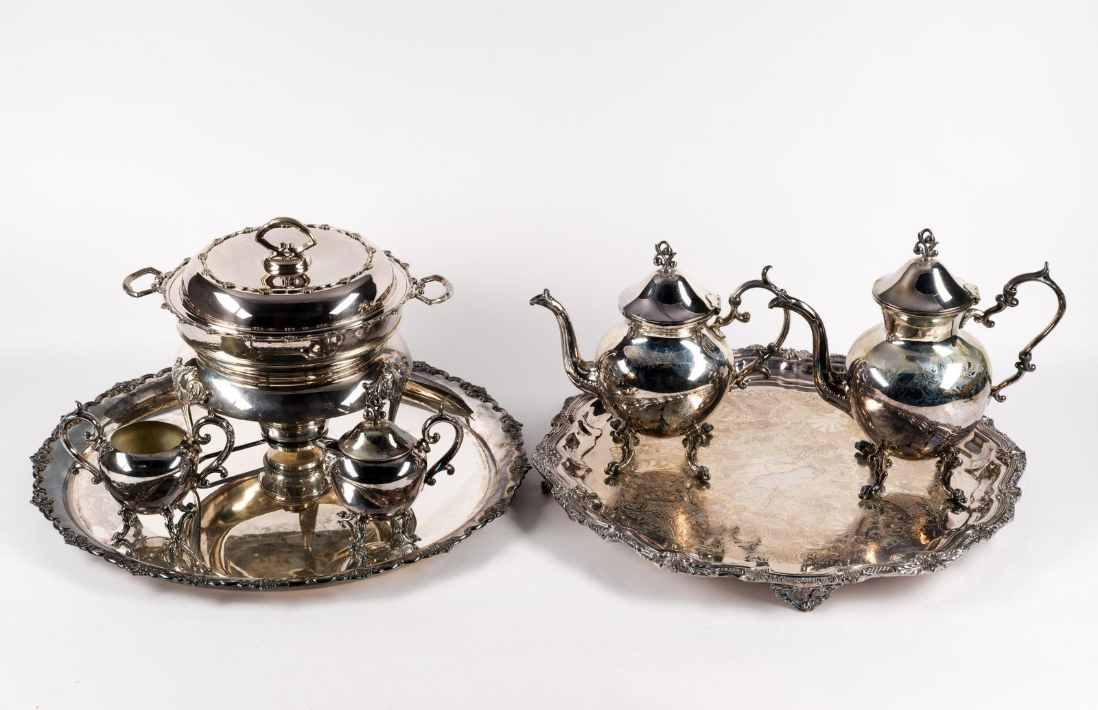 Silverplate Tea Service with Extra Tray (1 of 6)