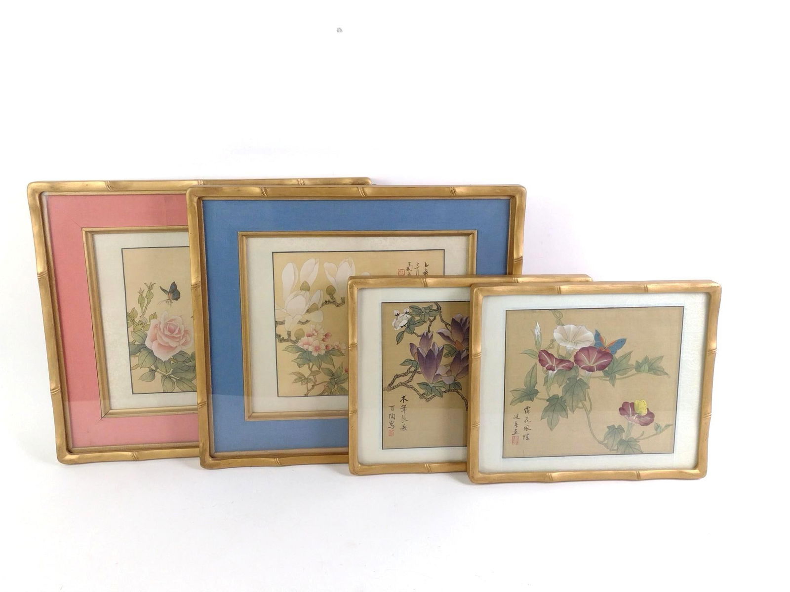 4 Pcs Asian Art: NOT ELIGIBLE FOR IN-HOUSE SHIPPING: See Terms for Shipping Options. 10-1/2" to 14-1/2" high X 12" to 16" wide.