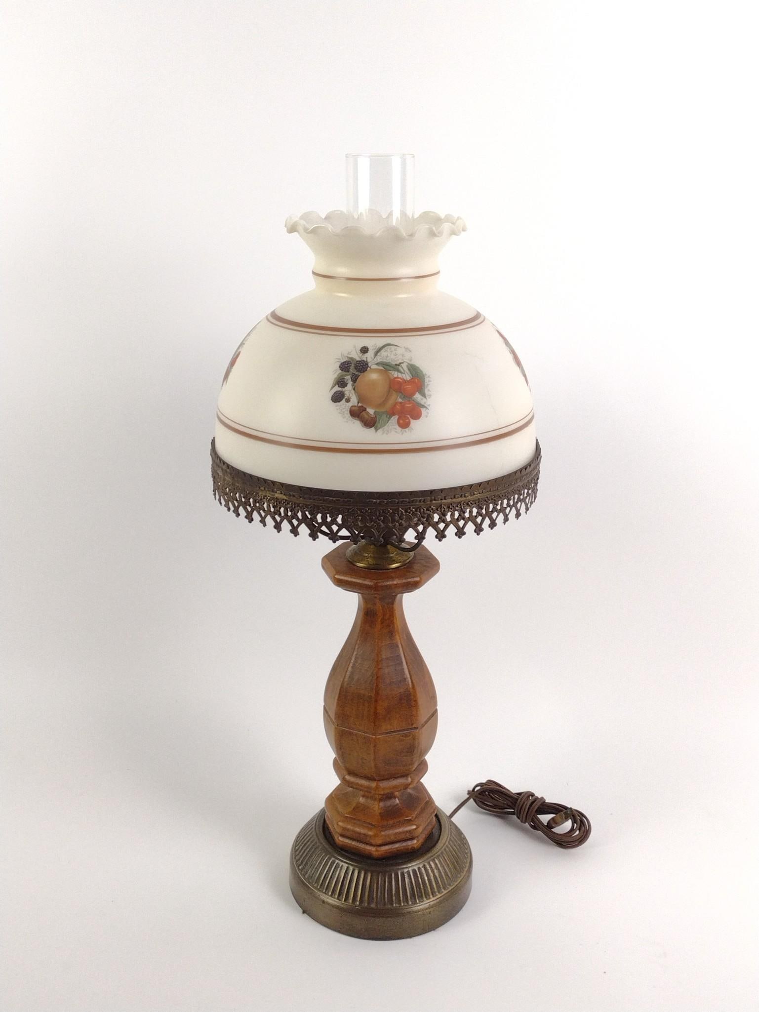 Vintage Wood and Brass Hurricane Lamp (1 of 1)