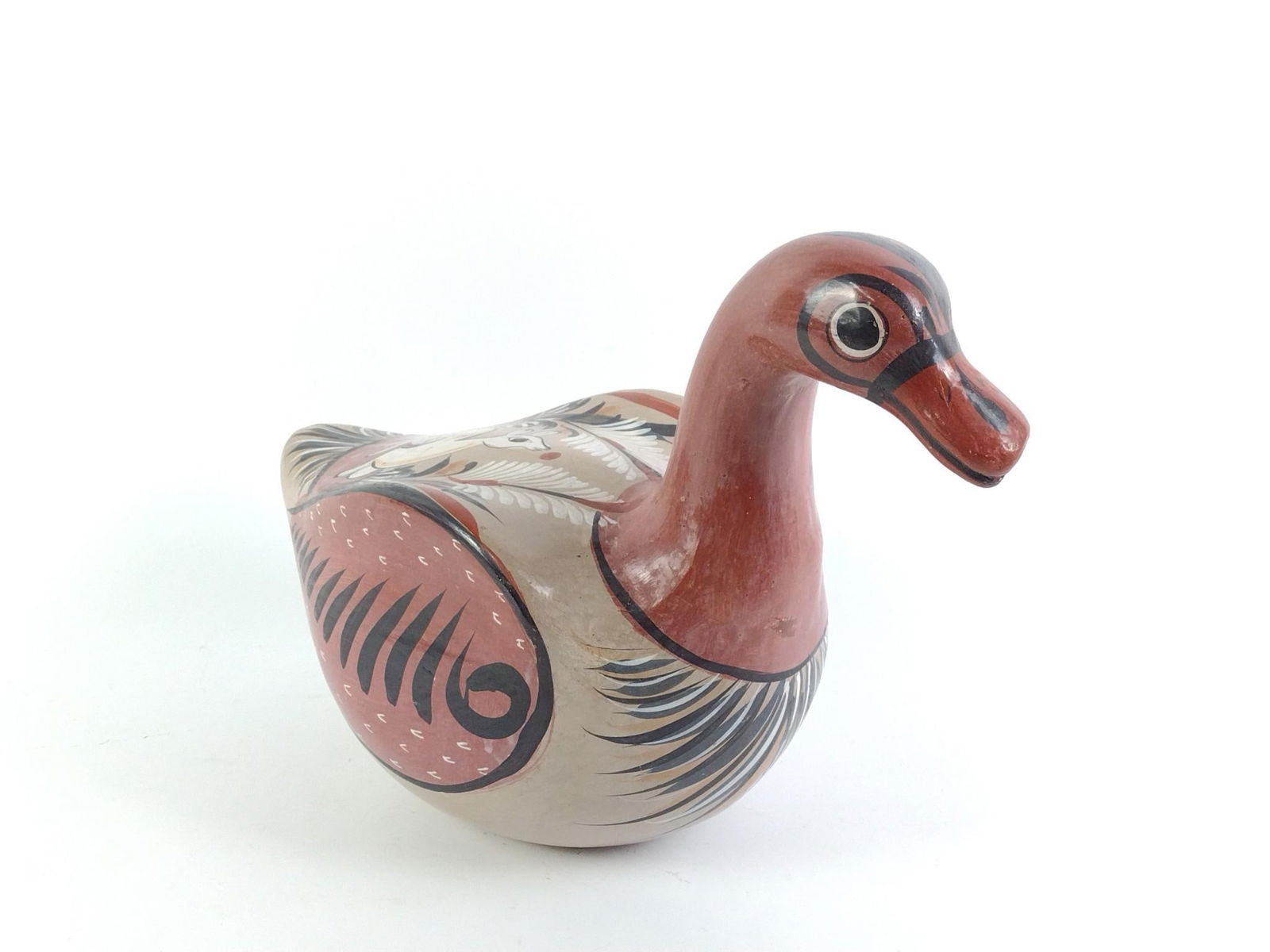 Tonala Mexican Pottery Goose: 7-1/4" wide x 18-1/4" long x 13" high.