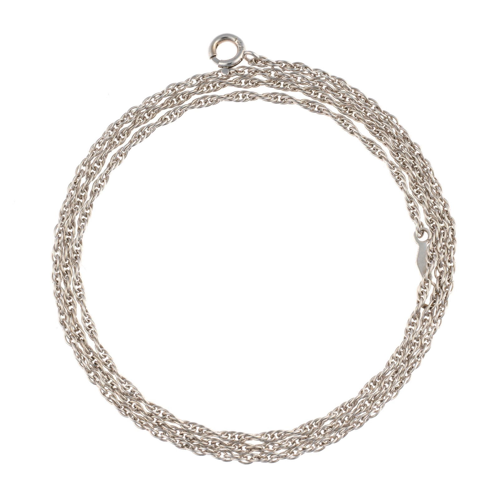 14K White Gold Chain Necklace: A white gold 18" cable chain necklace. The weight is 2.3 grams.