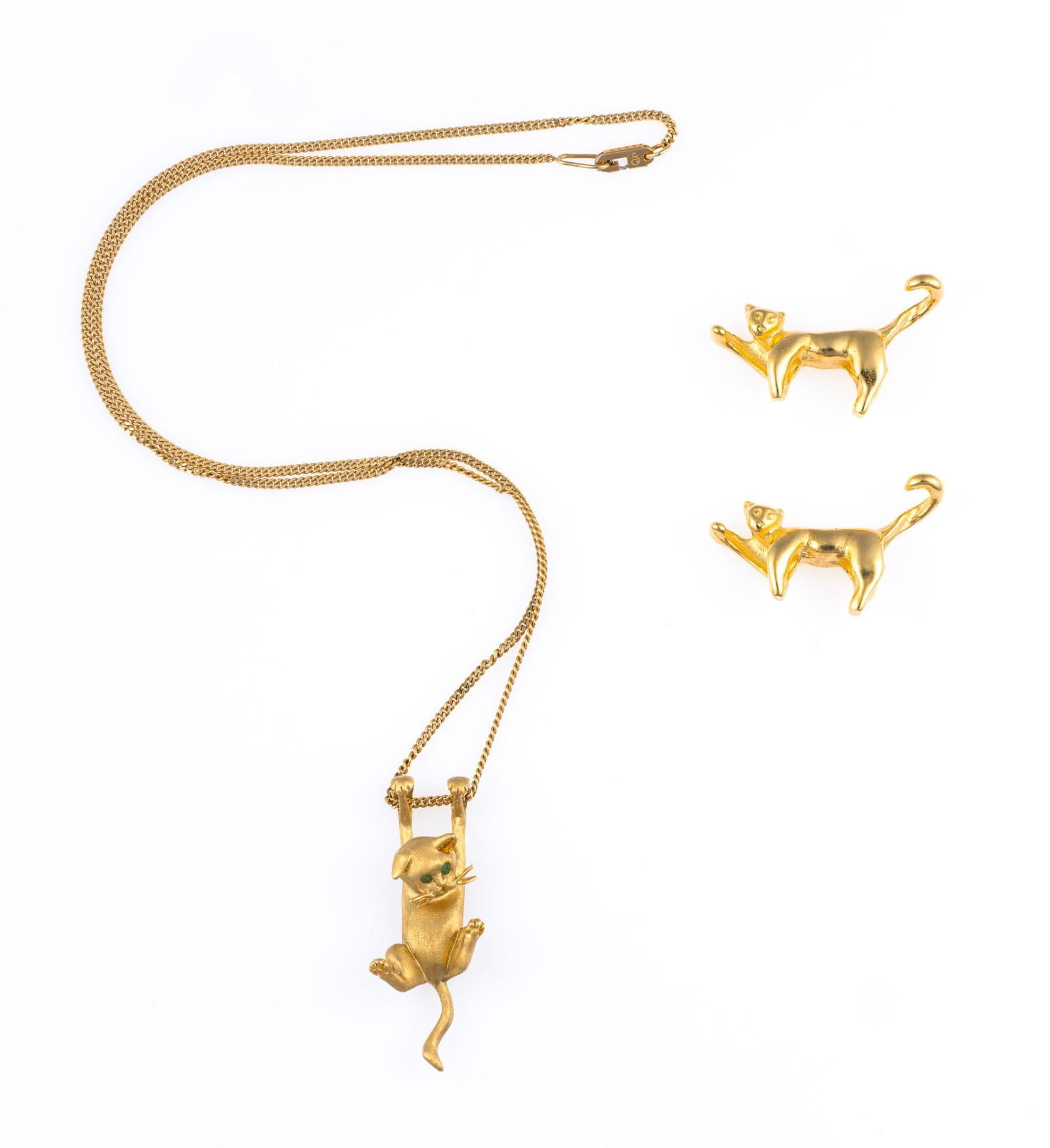 14K Chain Necklace with Cat Pendants (1 of 3)