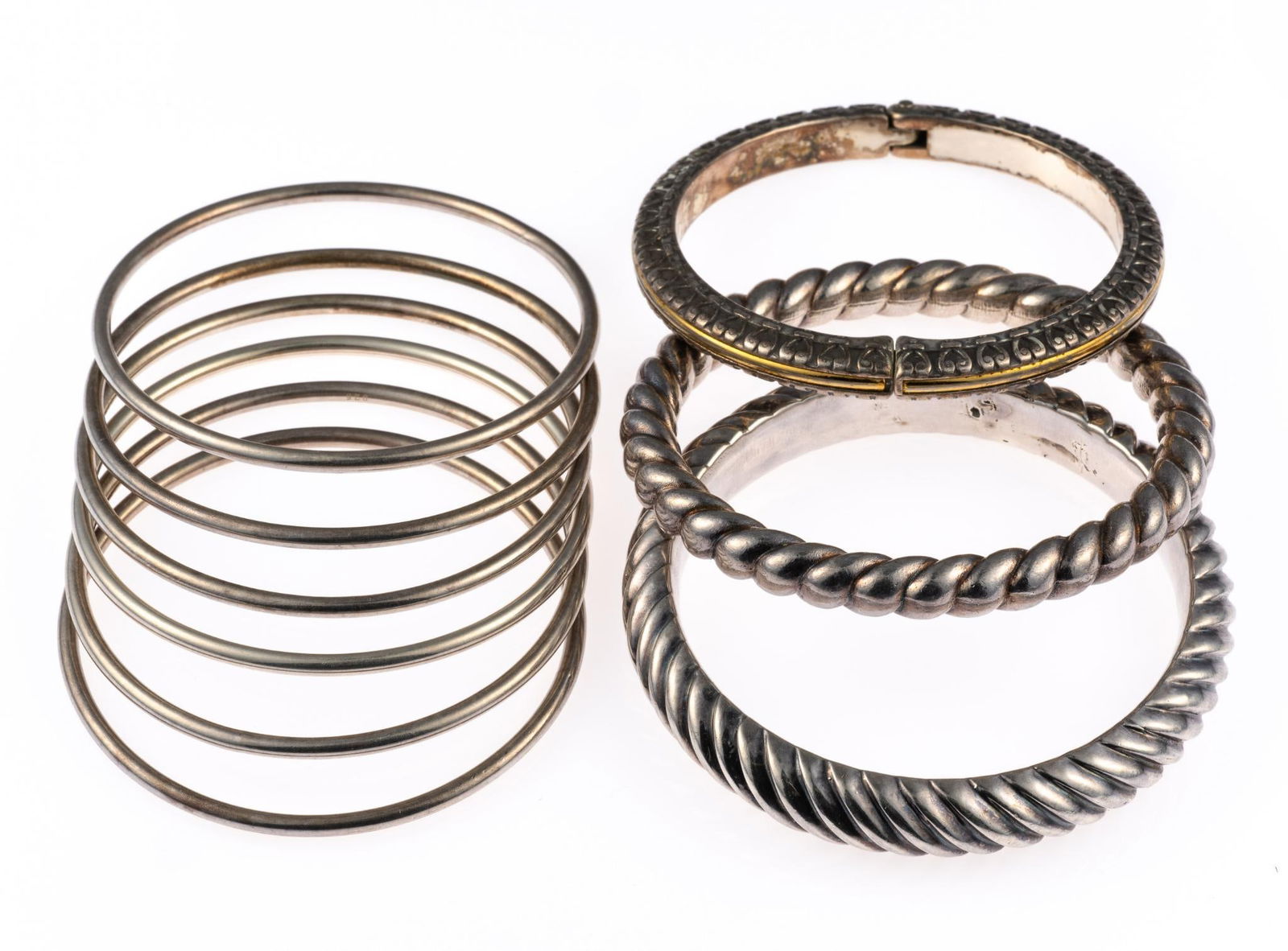 Nine Bangles Including Sterling Silver (1 of 3)