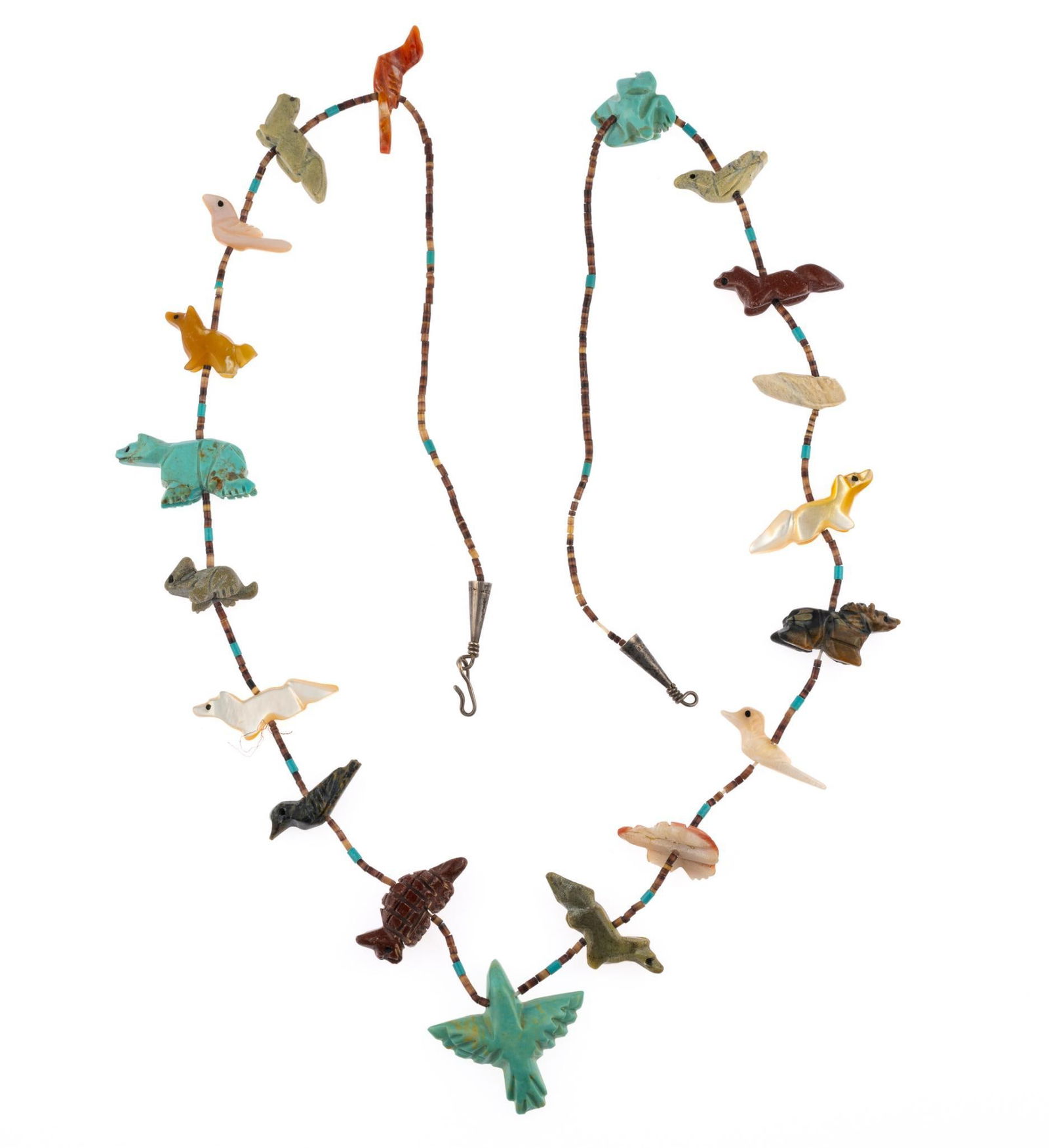 Zuni Fetish Necklace: 29" long.