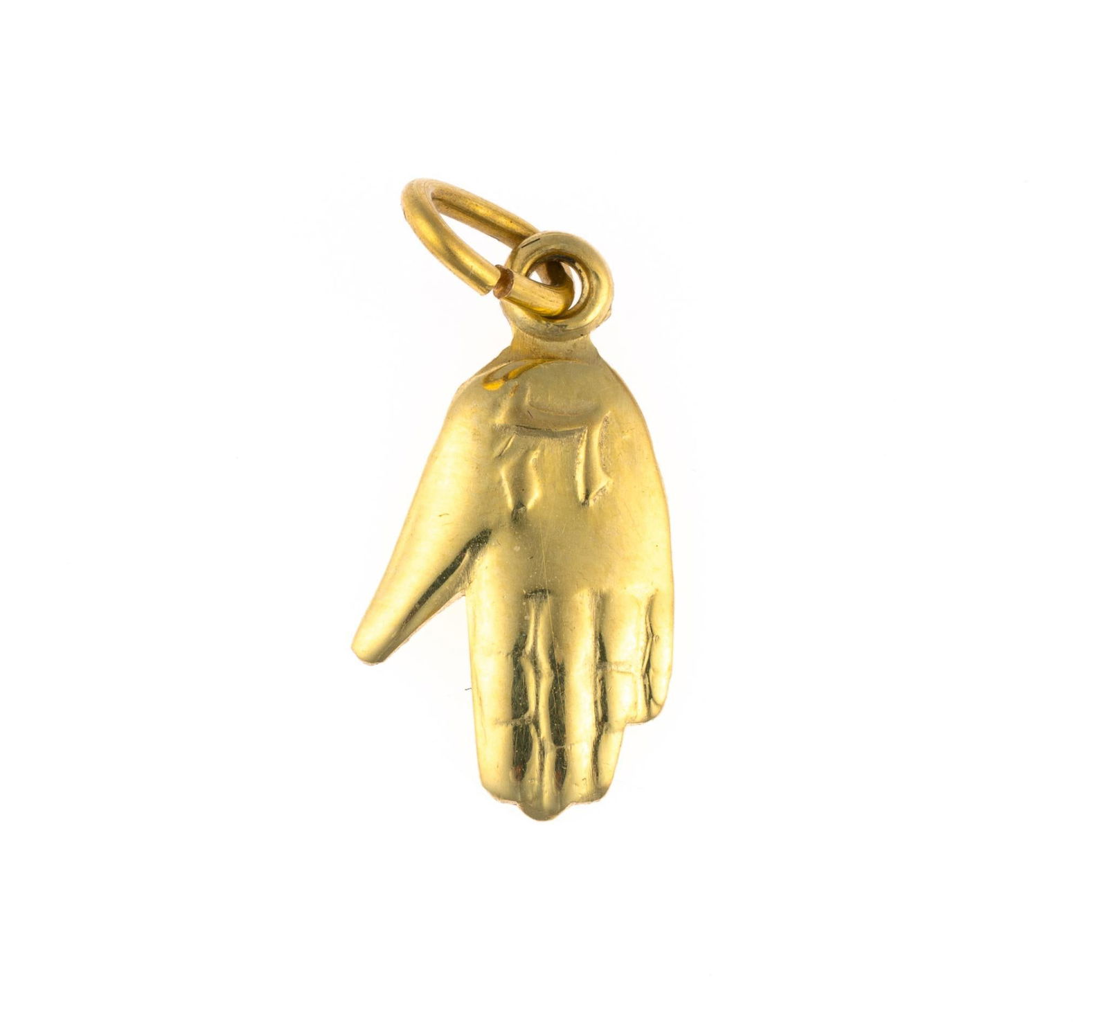 14K Gold Hand Charm: Marked. 0.5 grams.