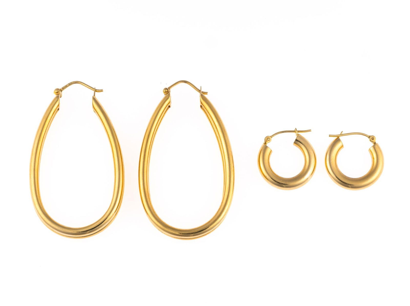 Two Pairs 14K Gold Hoop Earrings (1 of 3)