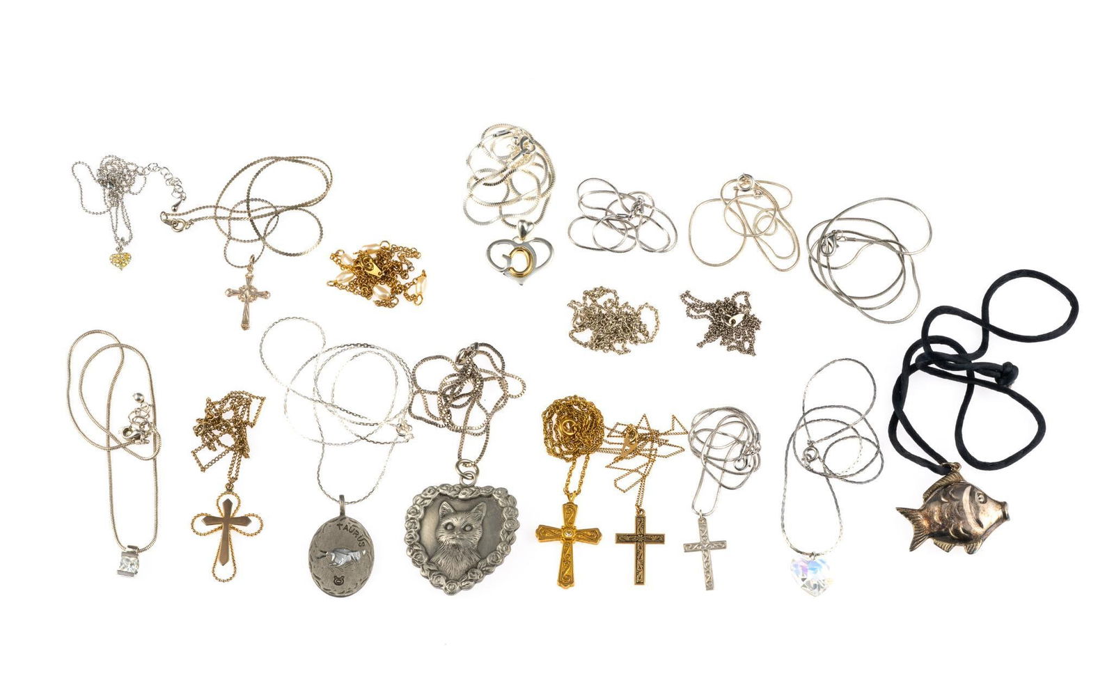 18 Costume Necklaces: 15-1/2" to 23-1/2" long.