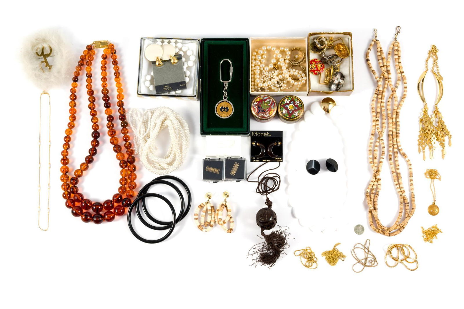 Vintage and Costume Jewelry: Includes cloisonne, amber, and heishi. Includes necklaces, earrings, and more.