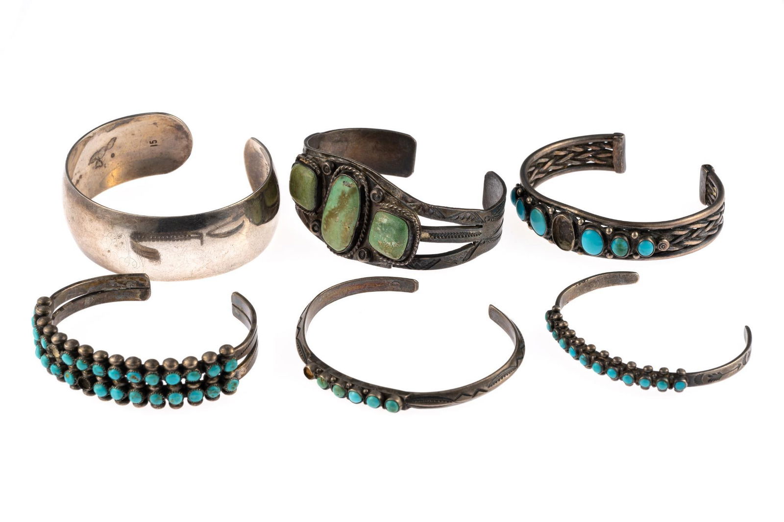 6 Cuff Bracelets incl. Sterling and Turquoise (1 of 3)