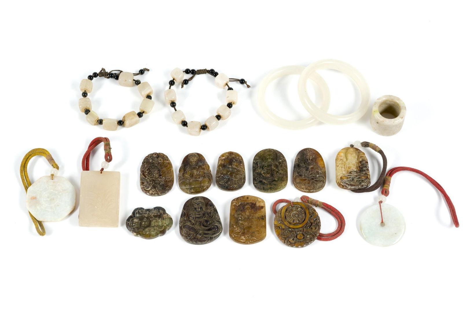 18 Pcs Carved Stone Jewelry (1 of 5)