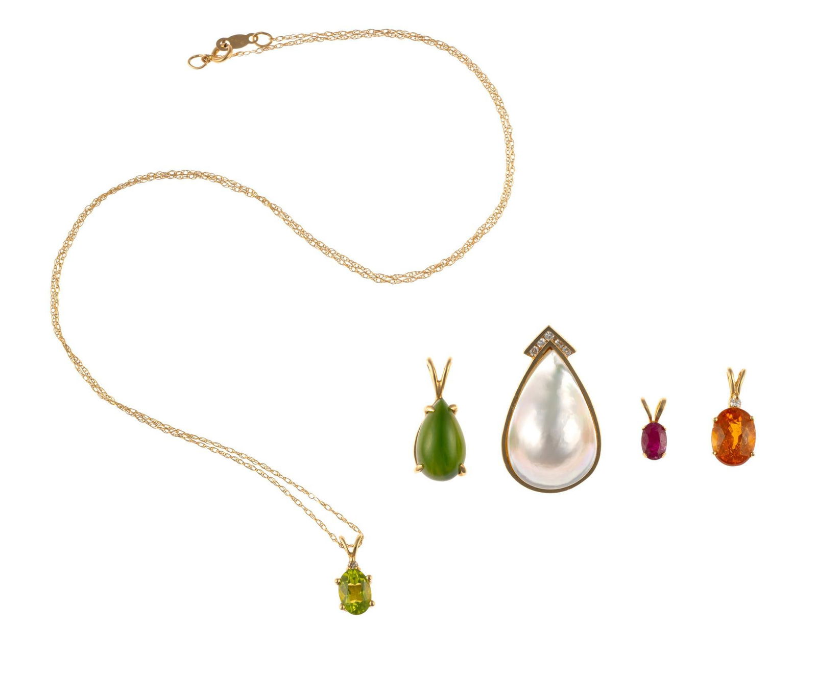 14K Gold Chain Necklace with Pendants (1 of 4)