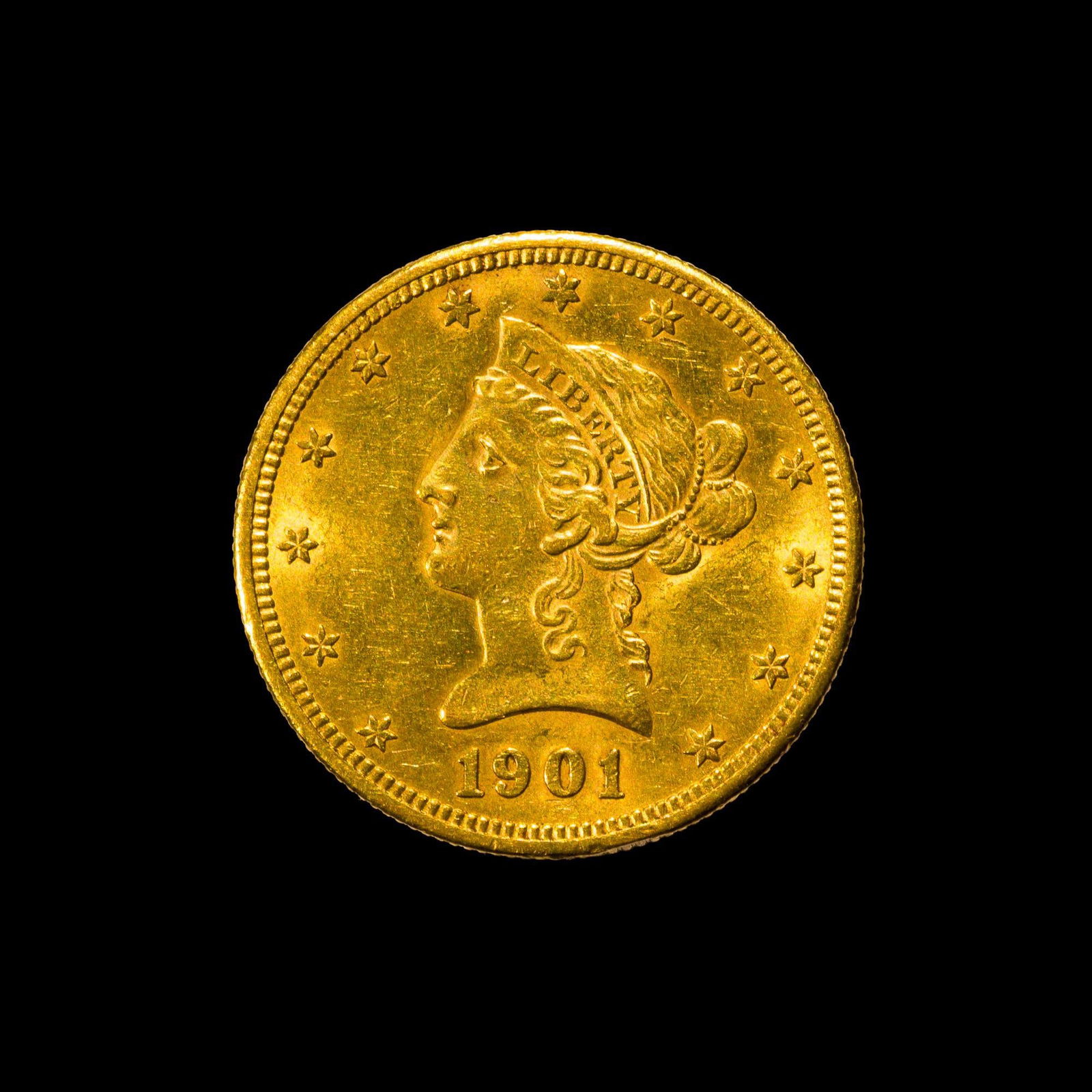 1901-O Ten Dollar Gold Liberty Head Coin: A New Orleans $10 gold Eagle from 1901. A better date coin in excellent condition.