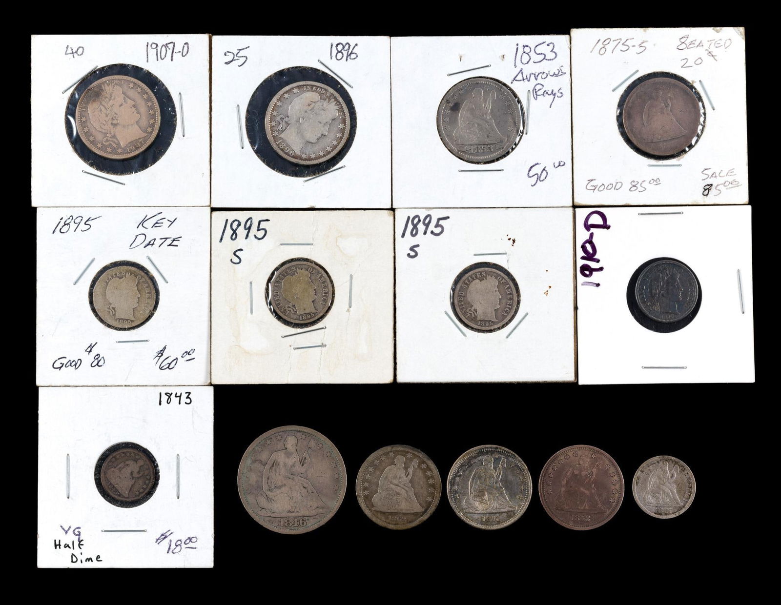 Seated Liberty And Barber Dimes Quarters Half Dollars (1 of 2)