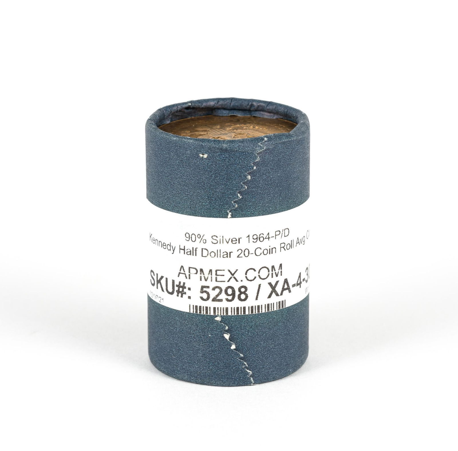 APMEX Roll Of 1964 Silver Kennedy Half Dollars: Twenty silver Kennedy half dollars in an APMEX roll.