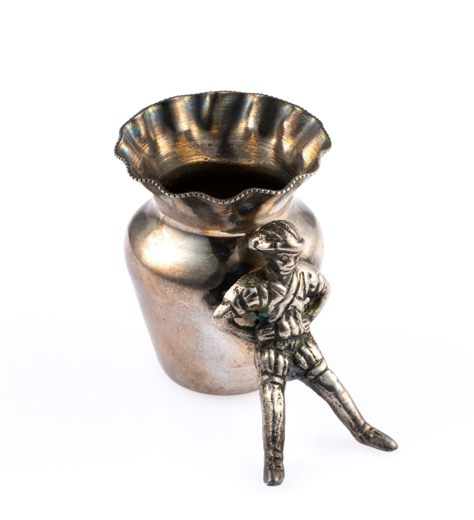 900 Silver Victorian Toothpick Holder: A 1 3/4" height coin silver toothpick holder marked 900. The weight is 1.2 troy ounces