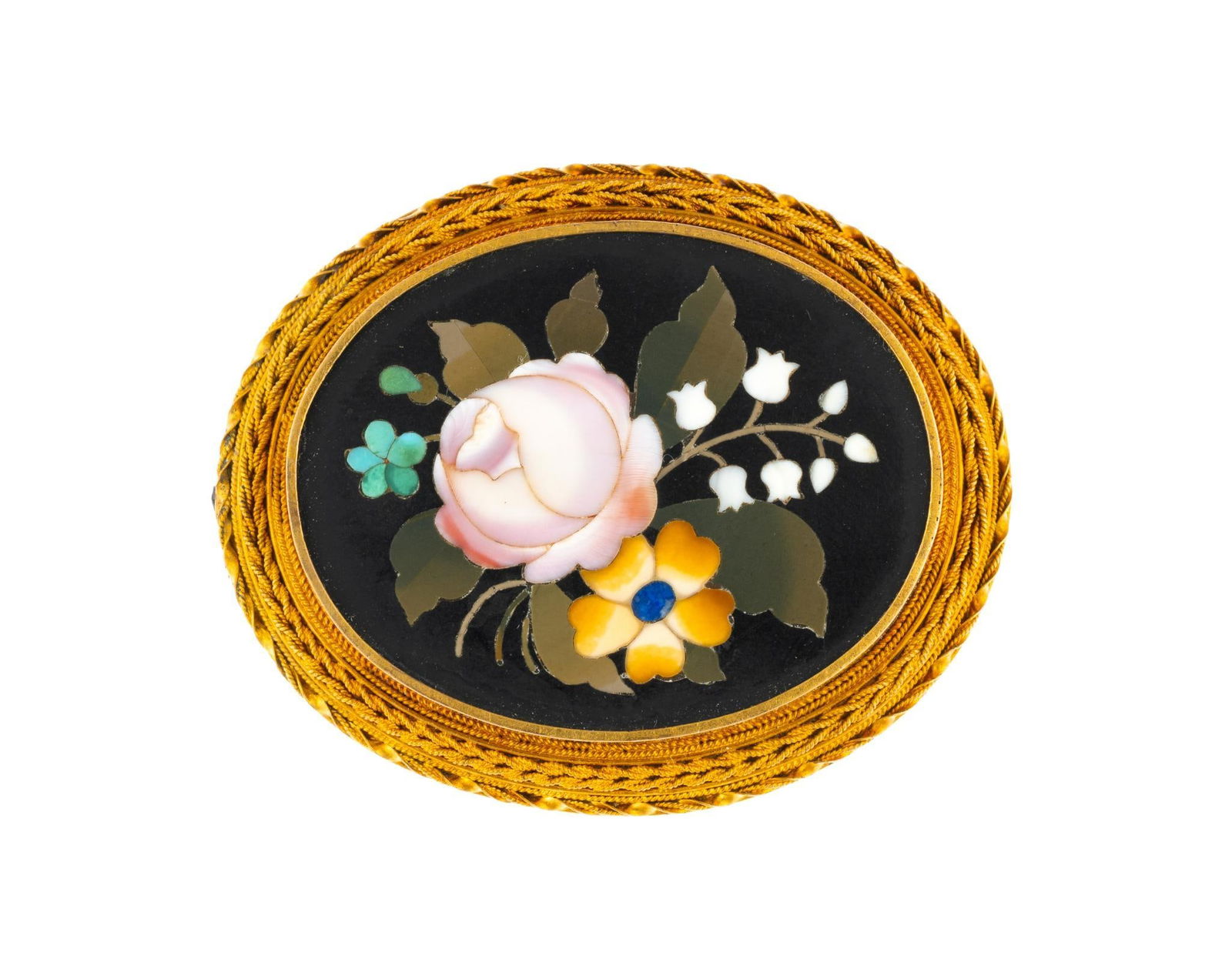 Victorian Pietra Dura 14K Gold Brooch (1 of 2)