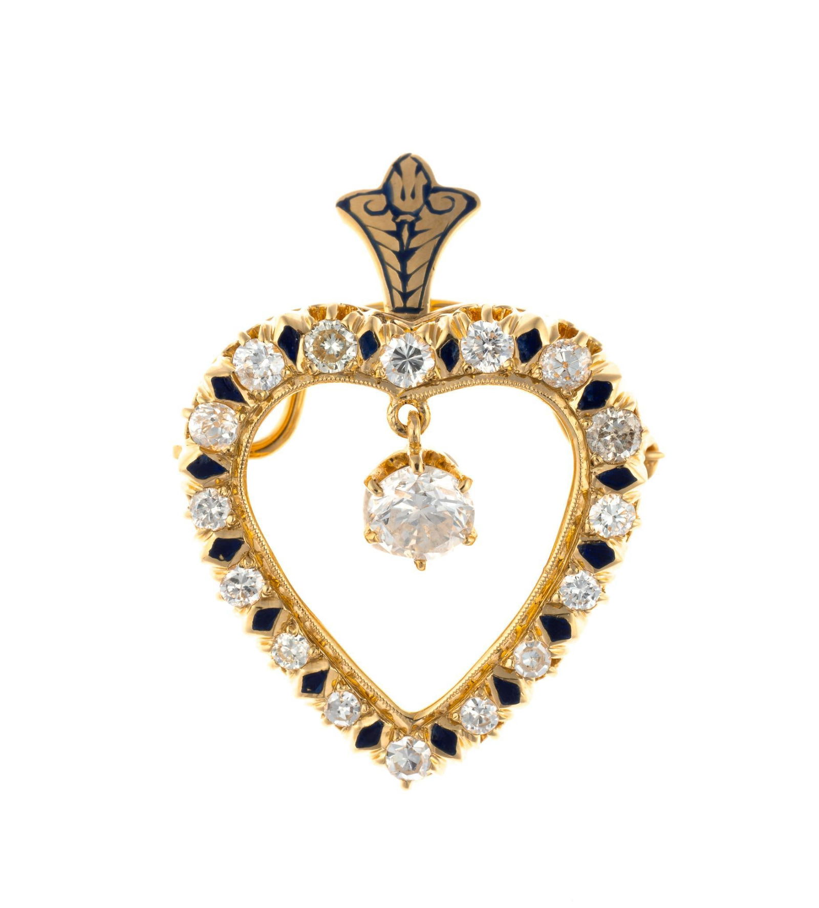 14K Gold, Diamond, and Enamel Pendant (1 of 3)