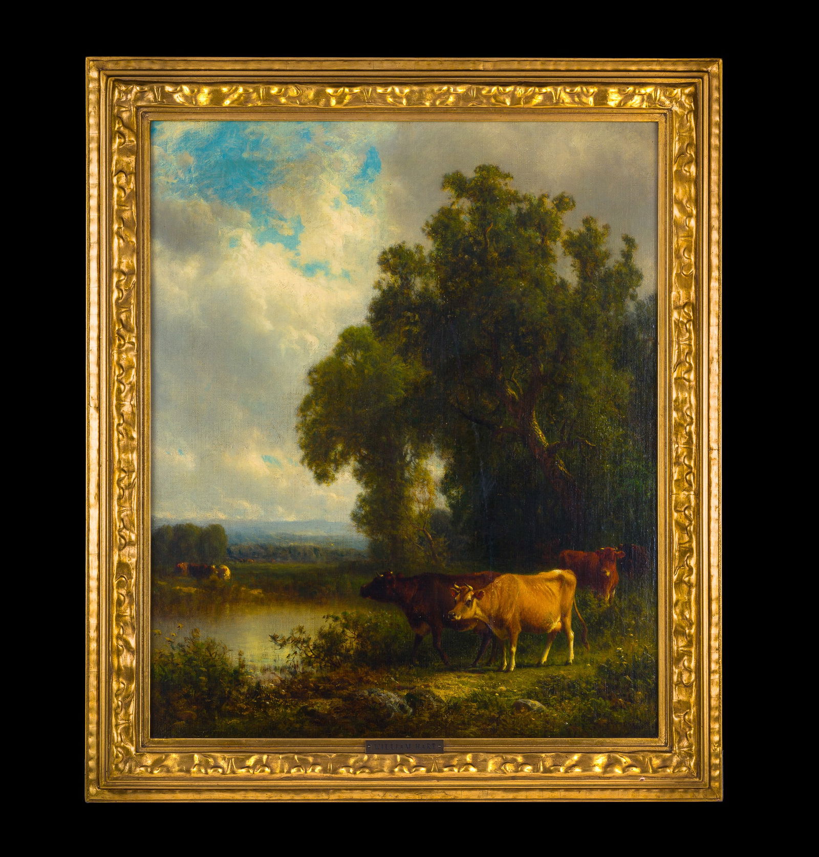 William Hart (New York, 1823-1894) Hudson River Oil Painting: NOT ELIGIBLE FOR IN-HOUSE SHIPPING: See Terms for Shipping Options. William Hart 1823 - 1894, Scotland, New York. The painting is on canvas laid to wood. Signed Wm Hart 1888, lower right. The work