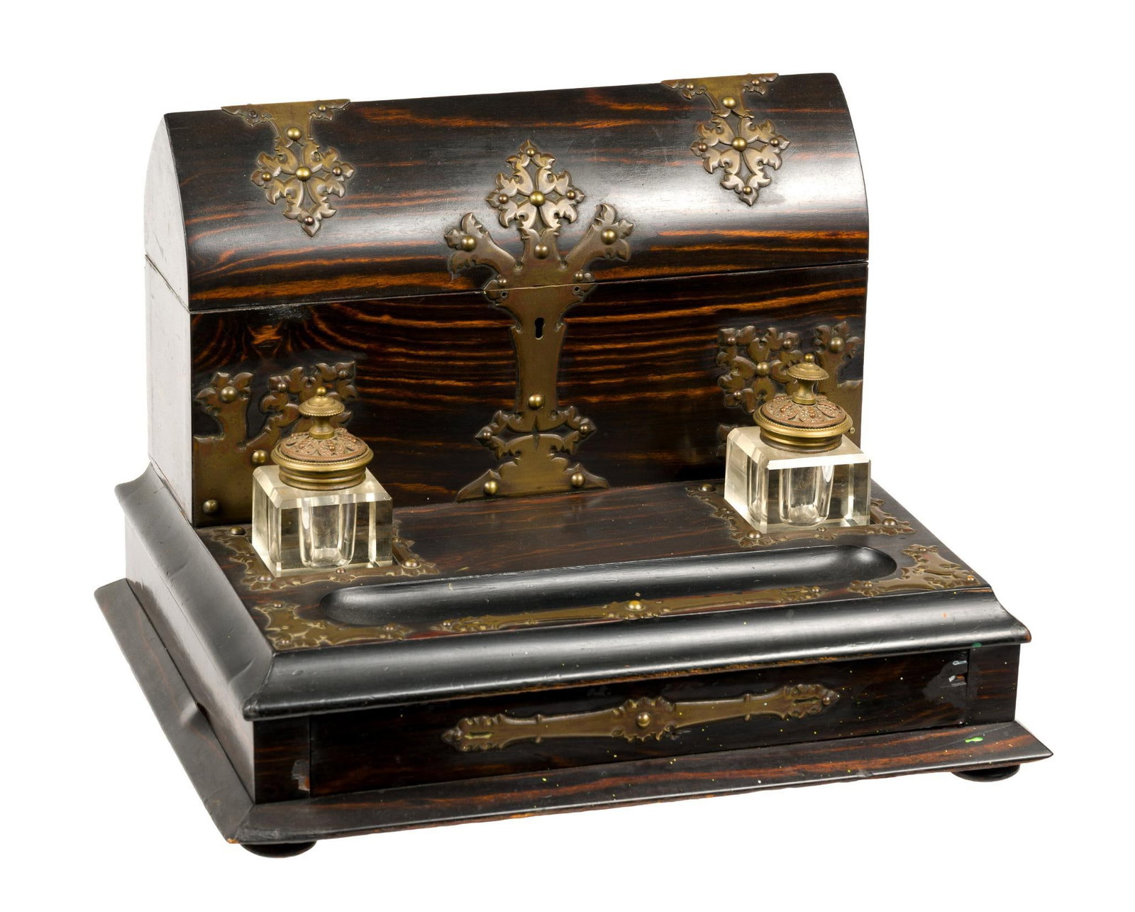 Antique English Coromandel and Brass Work Stationary Box (1 of 6)