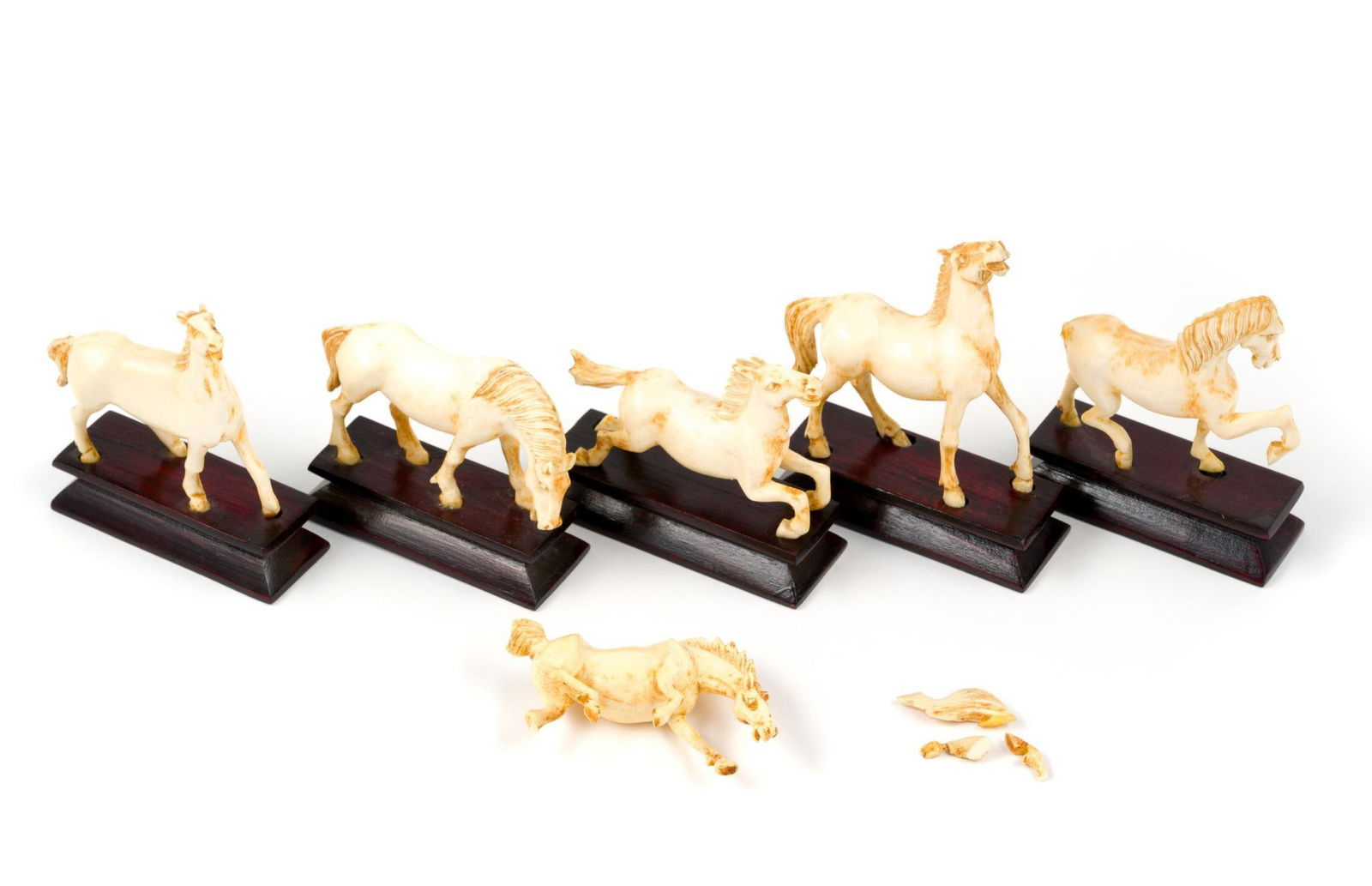 PA RESIDENTS ONLY: Six Carved Ivory Horses (1 of 5)