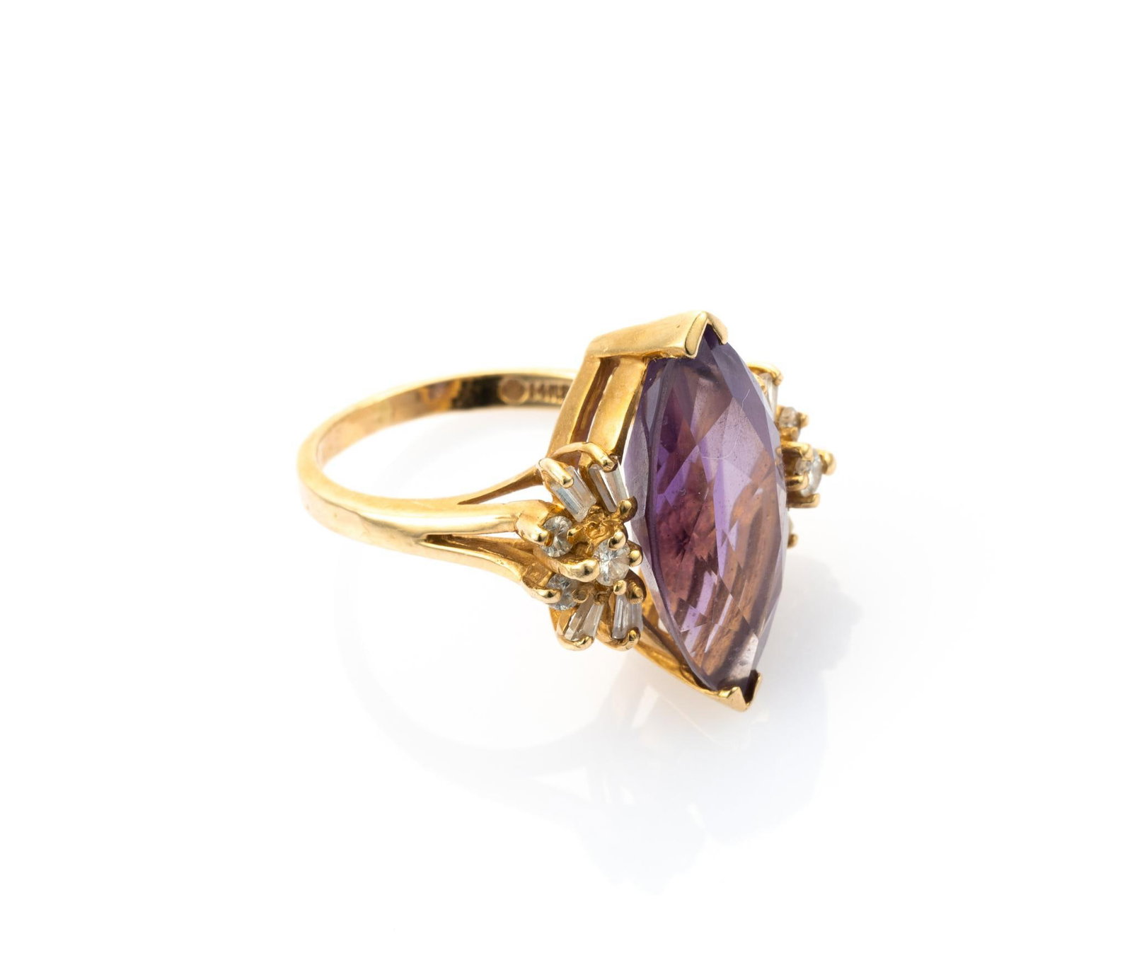 14K Gold, Amethyst & Diamond Ring (1 of 4)