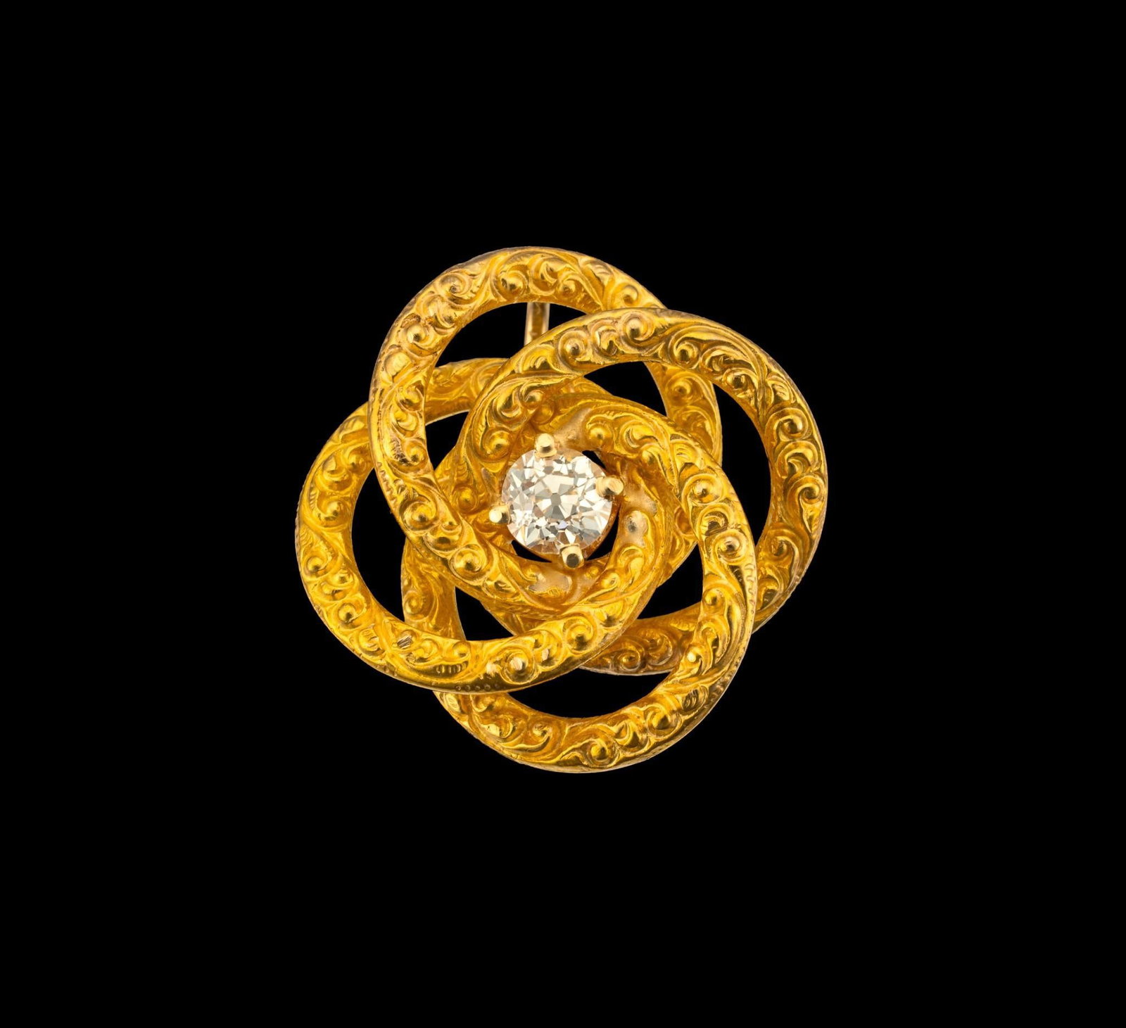 Antique 14K Gold Diamond Pendant: Tests 14k. 7/8" wide x 7/8" long. 3.0 grams.