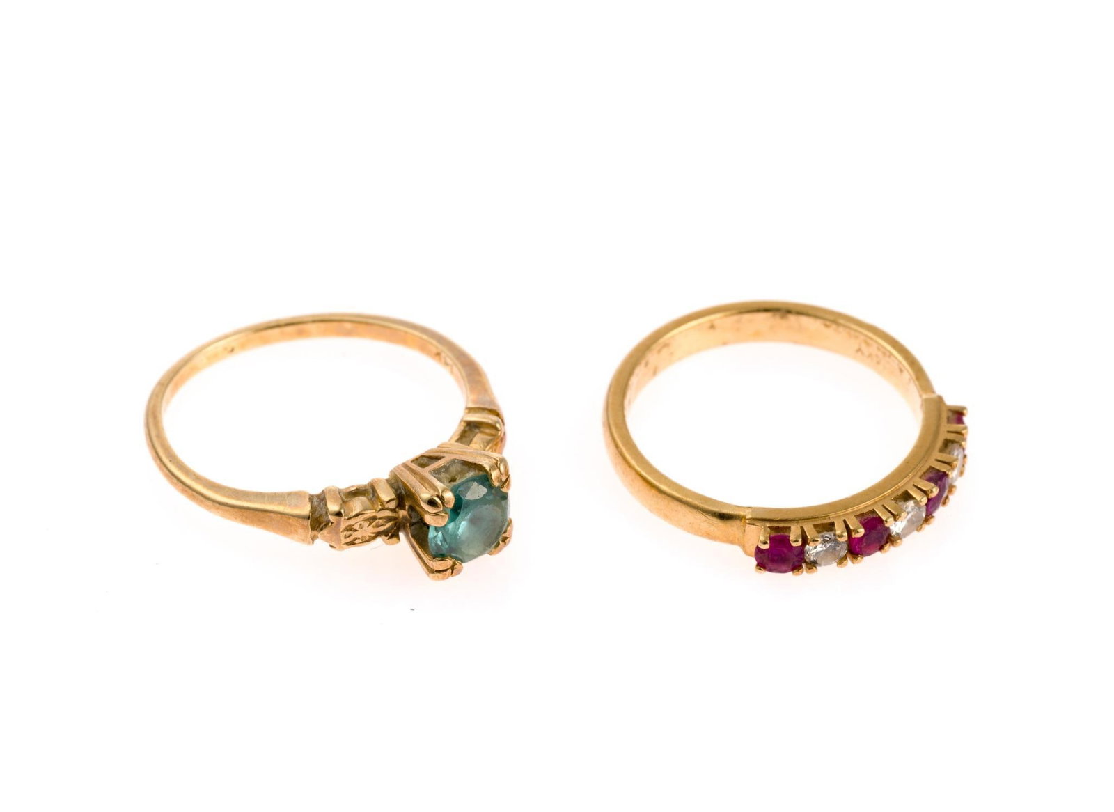Two 14K Gold Diamond and Gemstone Rings (1 of 3)