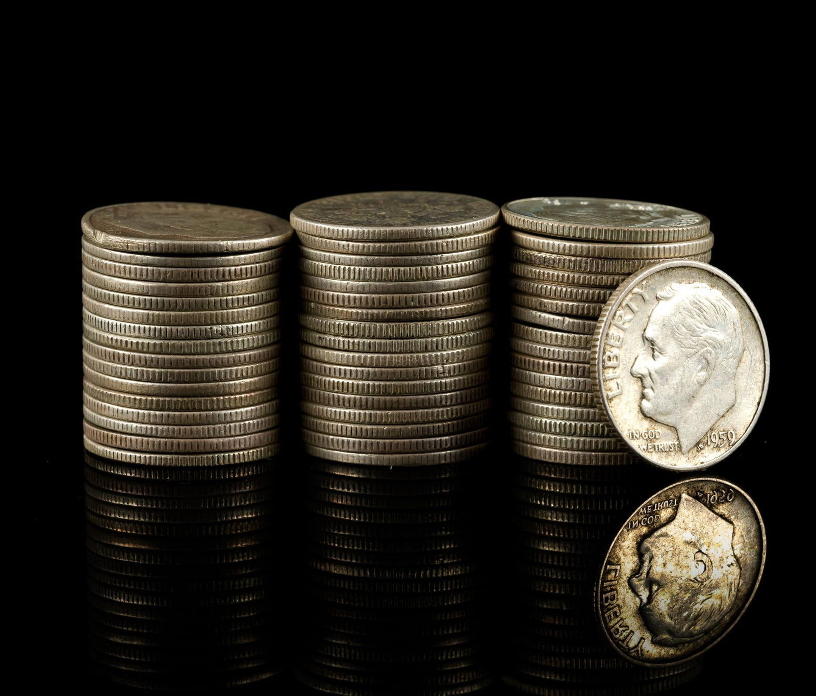 Fifty Mercury And Roosevelt Dimes (1 of 1)