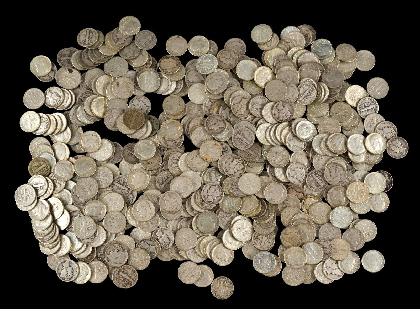 Five Hundred Mercury And Roosevelt Dimes (1 of 1)