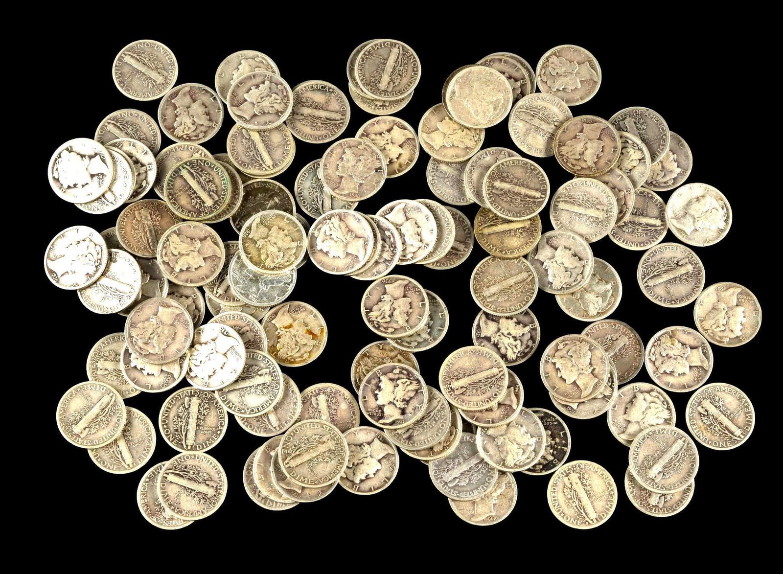 One Hundred Ten Mercury Dimes (1 of 1)