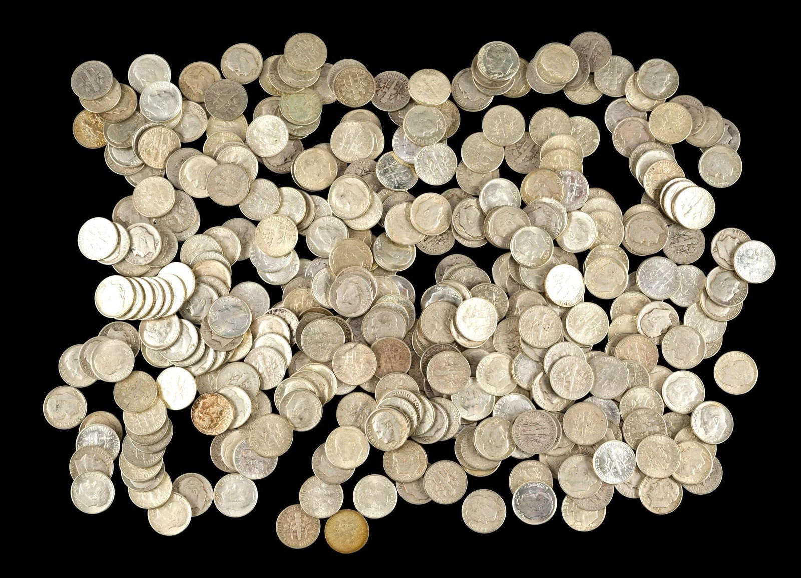 Three Hundred Sixty One Silver Roosevelt Dimes: Dates range from the 1940's through 1964.