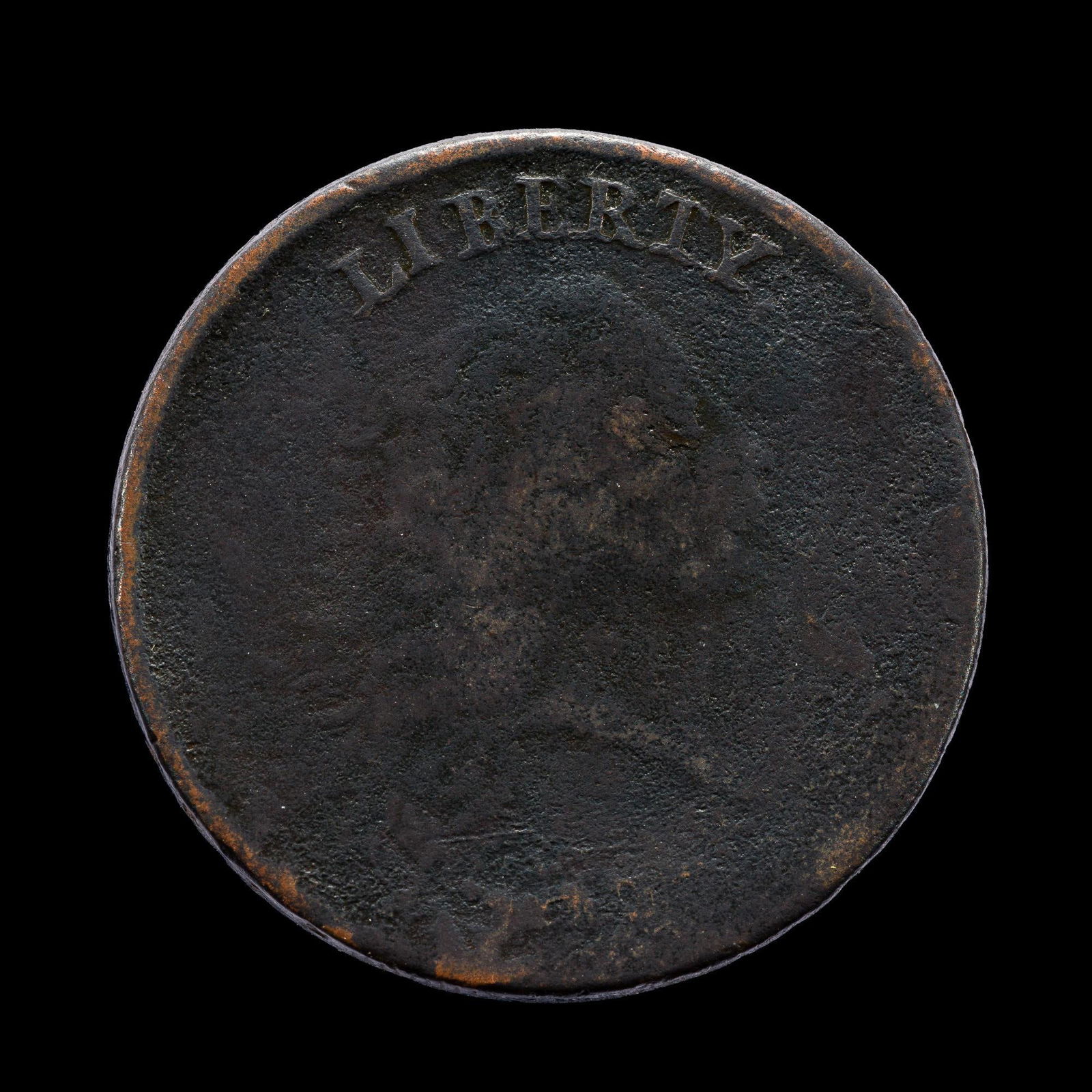 1793 Chain Cent: A 1793 Flowing Hair Chain Cent in AG condition with non-readable date. This is the periods variety. From a high end, silver and copper United States type set with nearly every major coin type from 179