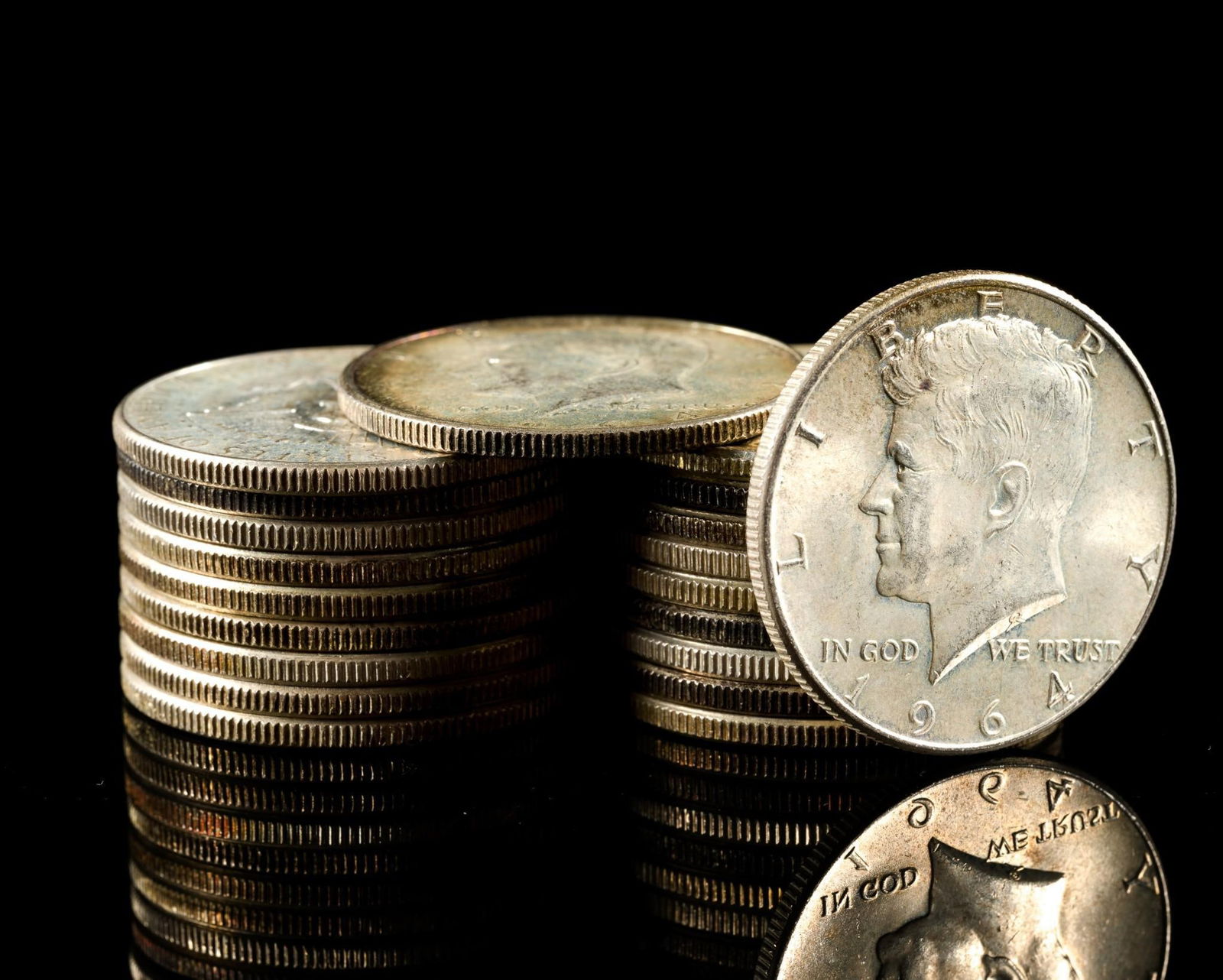 Twenty Silver Kennedy Half Dollars: All are 90% silver 1964.