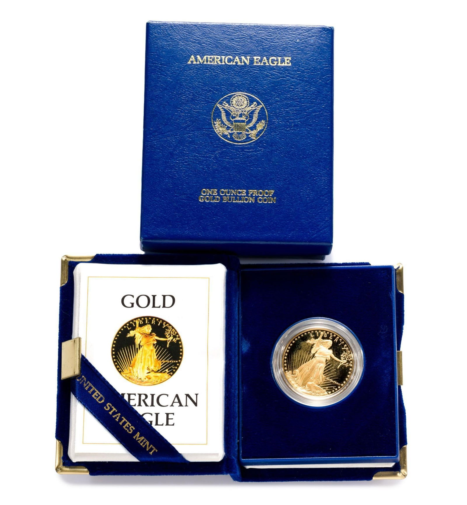 American Eagle One Ounce Gold Coin: 1986 American Eagle $50 Gold cameo proof.