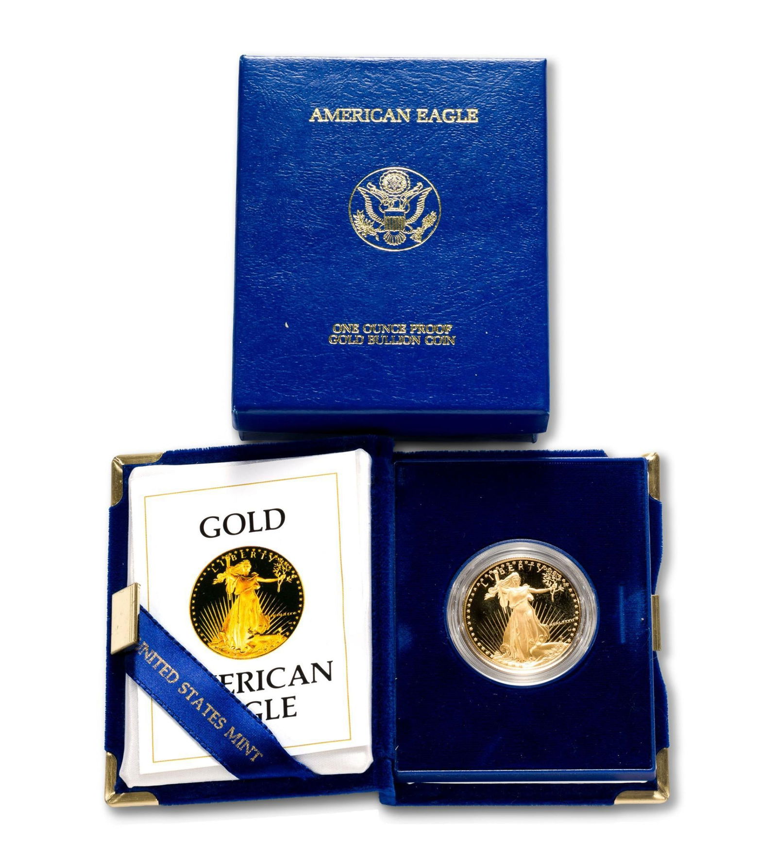 American Eagle One Ounce Gold Coin: 1986 American Eagle $50 Gold cameo proof.