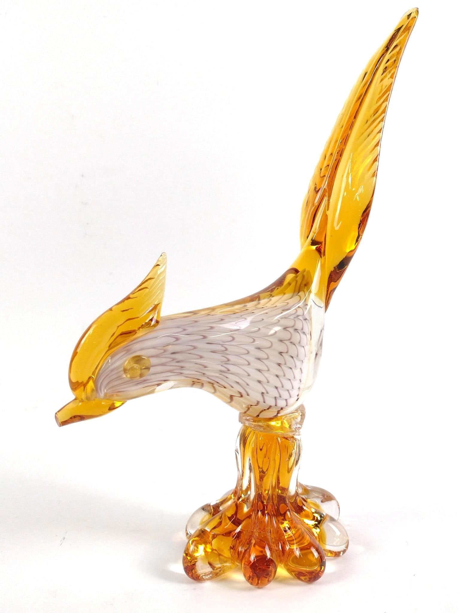 Murano Glass Pheasant: 4" wide X 9-1/2" deep X 13-1/4" high.