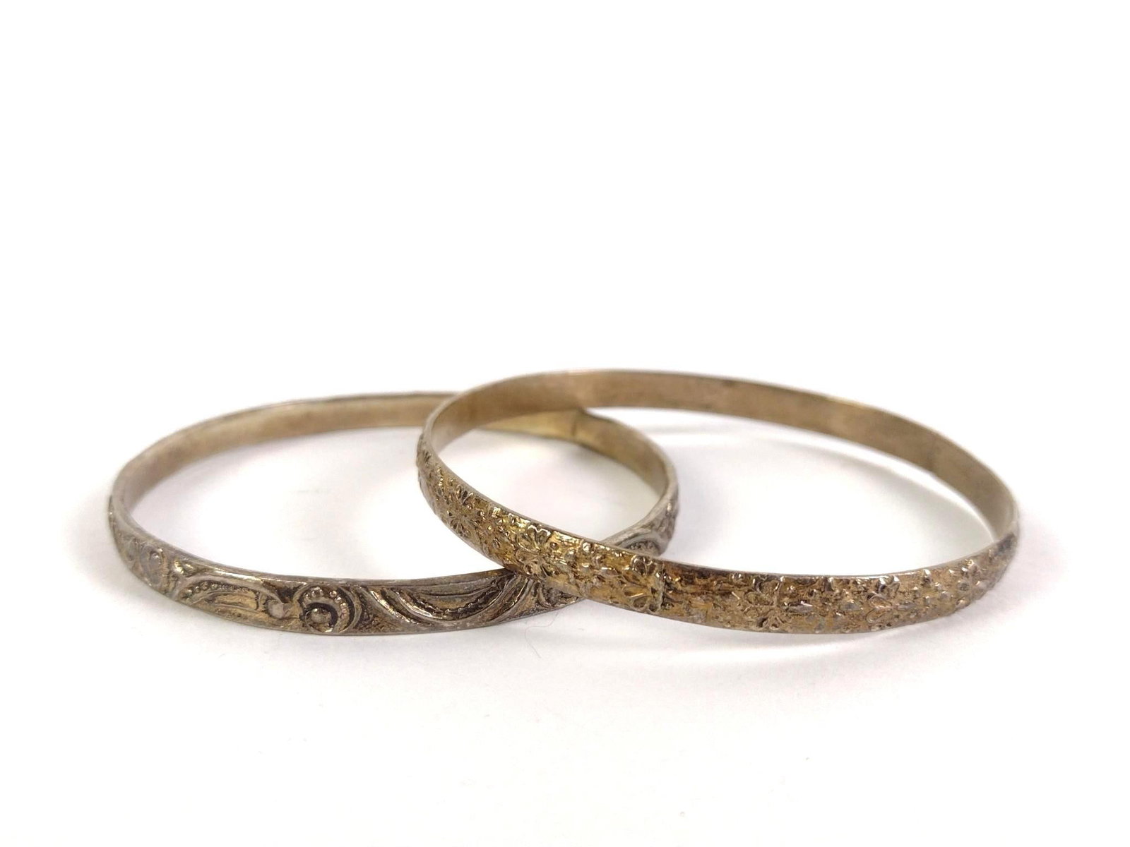 Pair of Silver Mexico Bangle Bracelets (1 of 3)