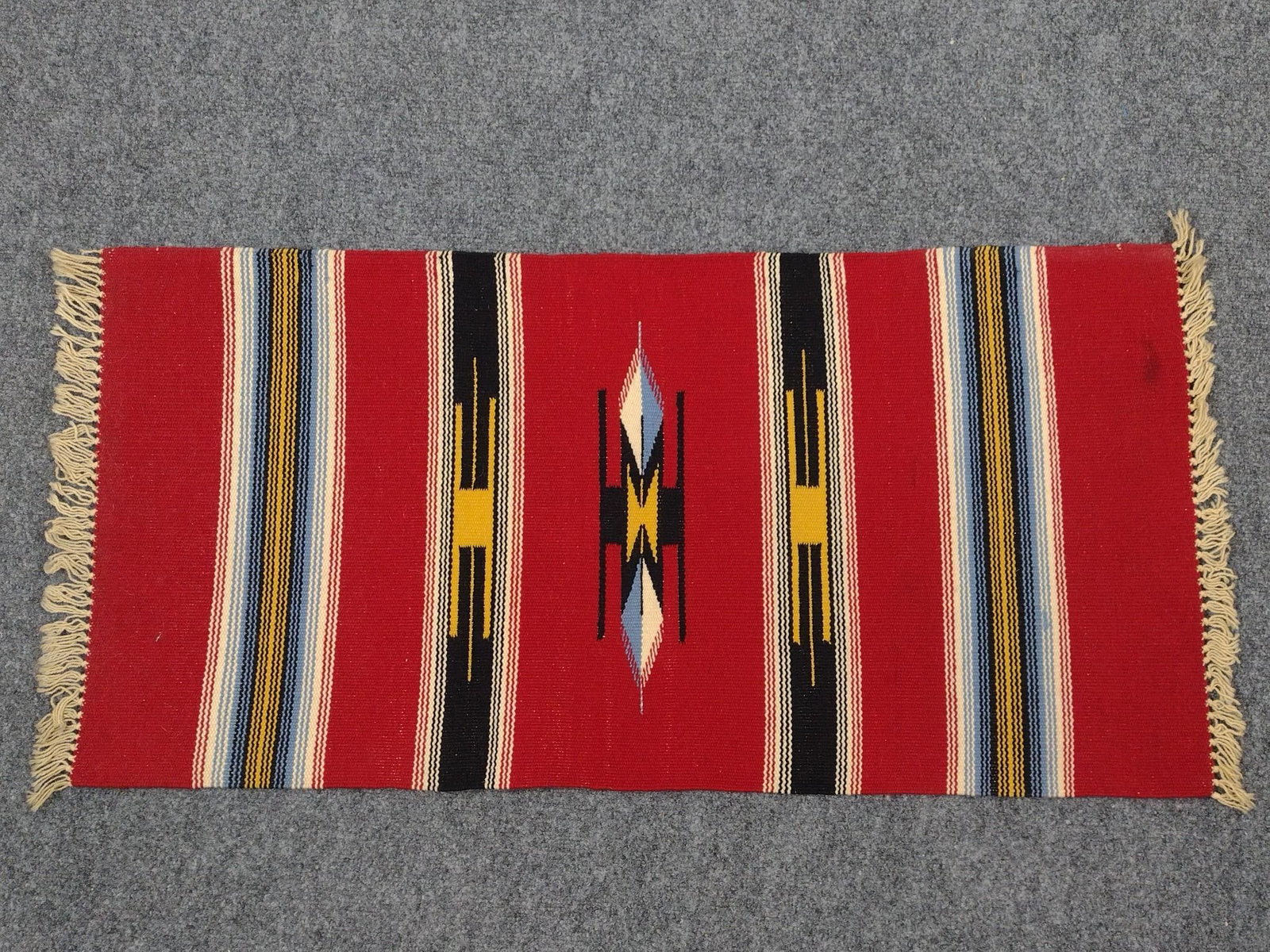 Southwest Chimayo New Mexico Rug: 19-1/4" wide X 39-1/2" long.