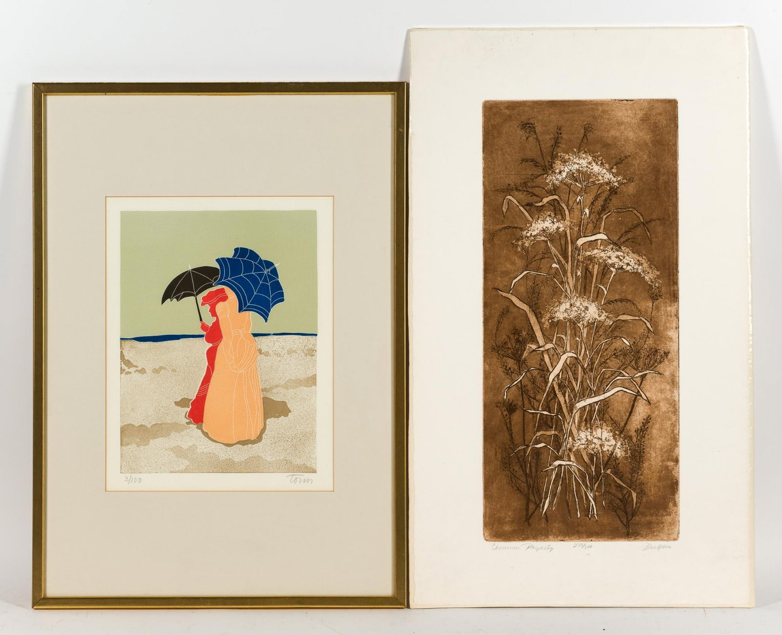 2 Framed Prints: Framed edition 3/100. Unframed edition signed, 277/500. Overall 23-3/4" to 26" long x 15-1/4" to 16-3/4" wide, sight 13-1/4" to 20" long x 8-3/4" to 10-1/4" wide.