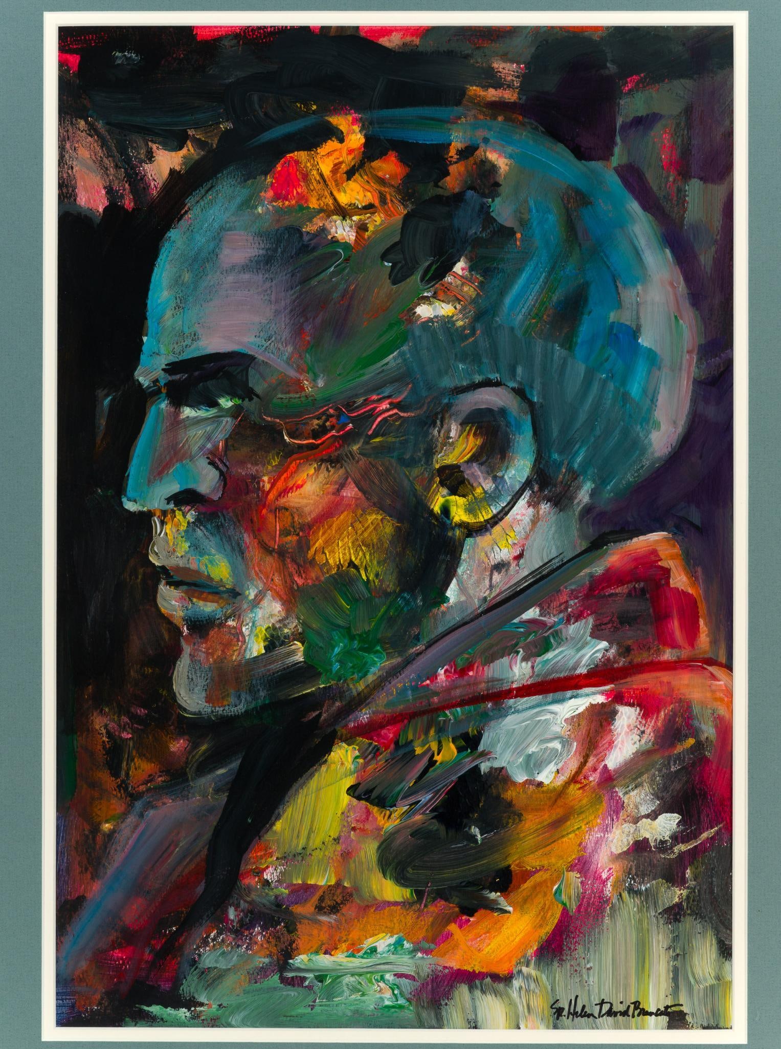 Sister Helen David Brancato "Thomas Merton" Watercolor: Signed lower right. Overall 23-1/4" long x 21-1/4" wide, sight 21" long x 14" wide.