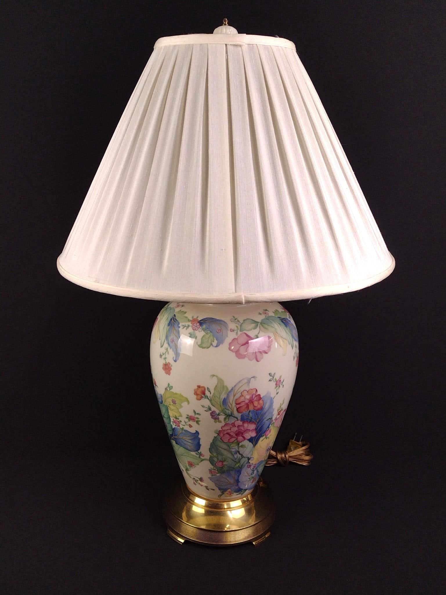 Floral Print Table Lamp: 19" diameter X 30-1/2" high.