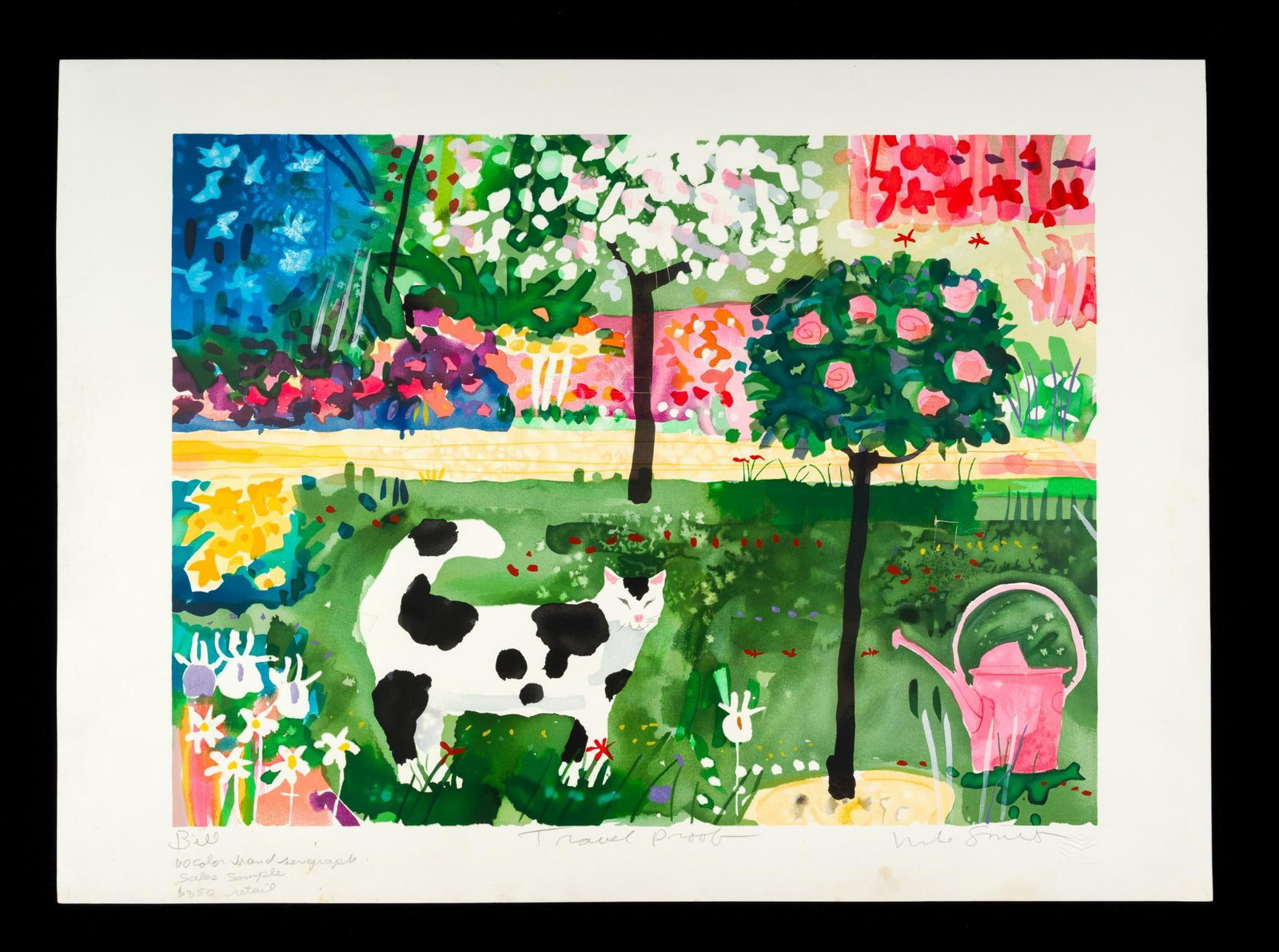 Mike Smith "Bill" Sales Sample: Bottom left marked "Bill 60 Color Hand Serigraph Sales Sample $350 Retail" Signed lower right. 21-7/8" long x 29-7/8" wide.