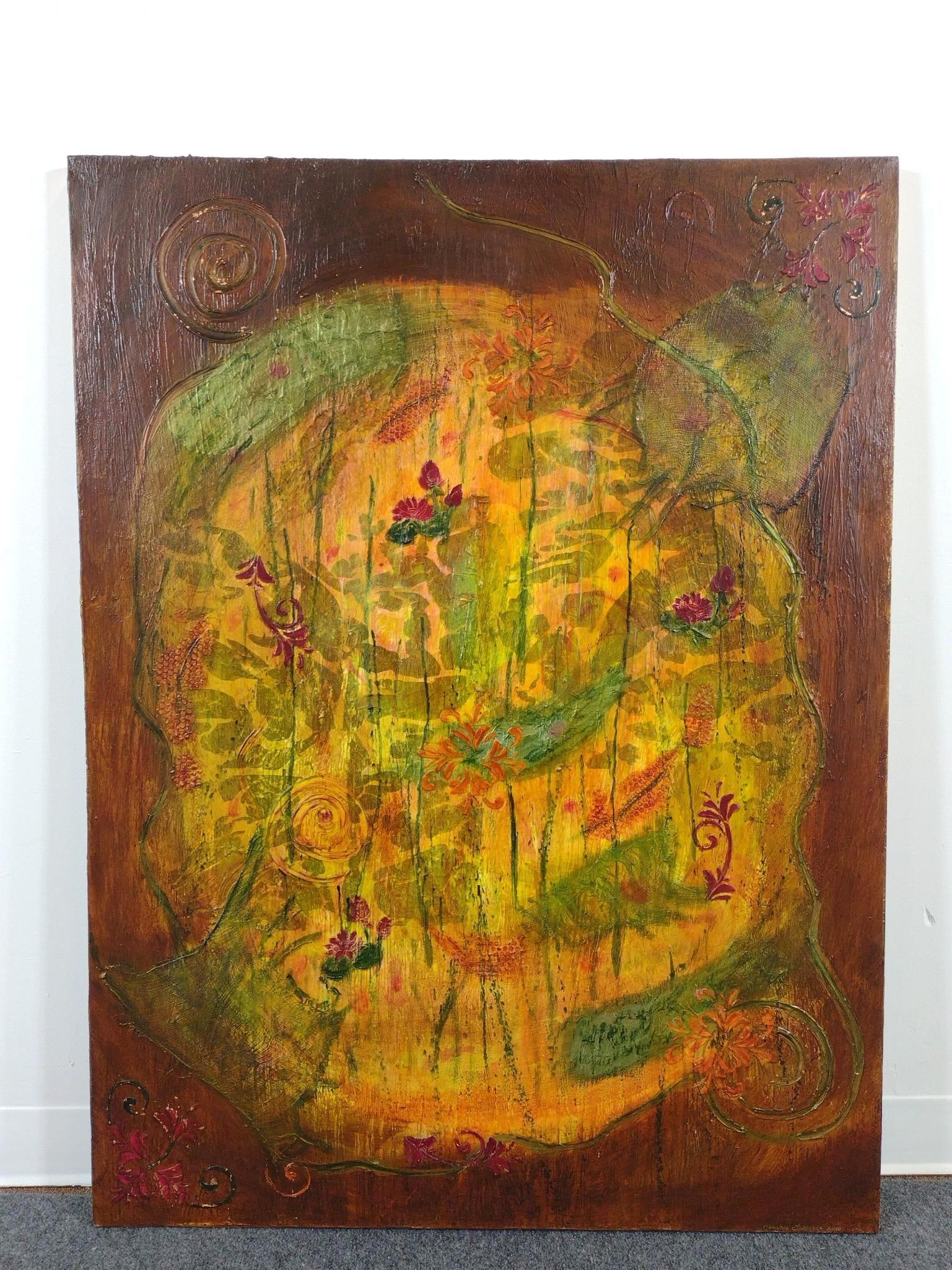"Evolution Theory #5" by Christine Holdbeck: 48" high X 36" wide.