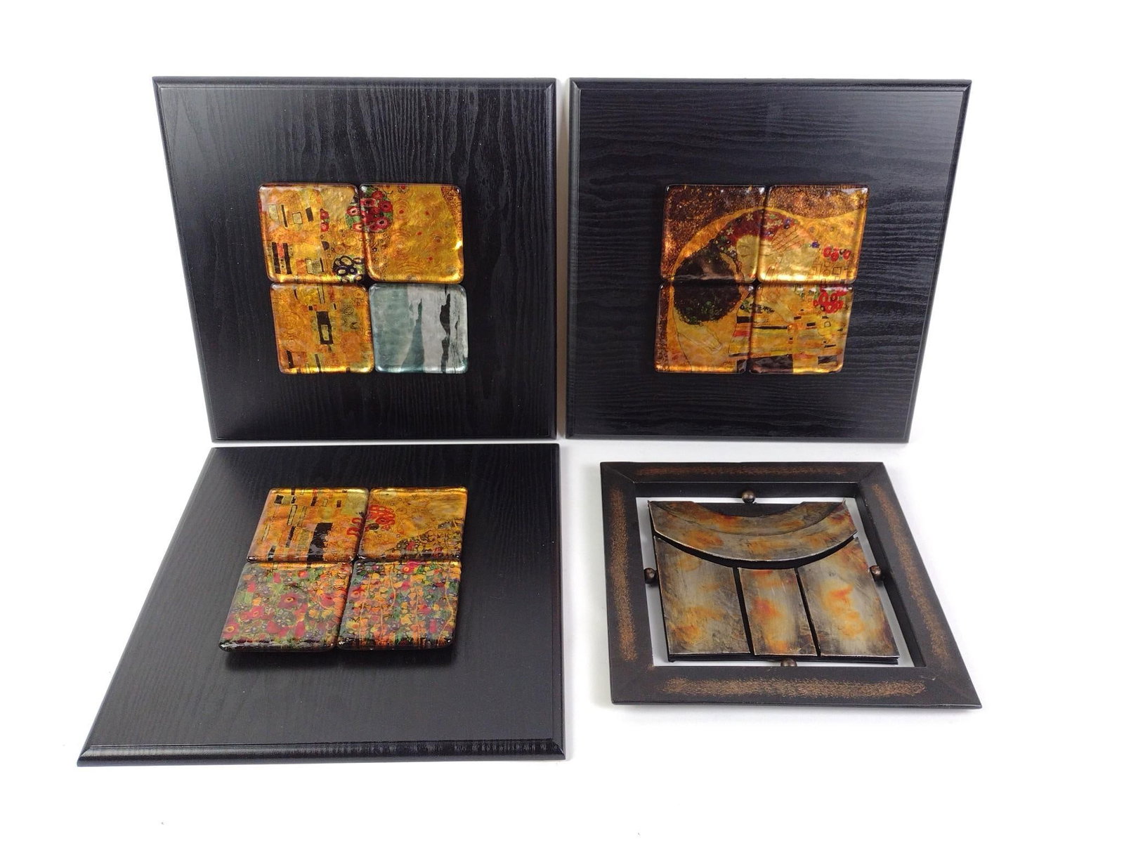 4 Decorative Wall Hangs Incl Glass Tile Art: Overall with frames 12" to 15" high X 12" to 15" wide.